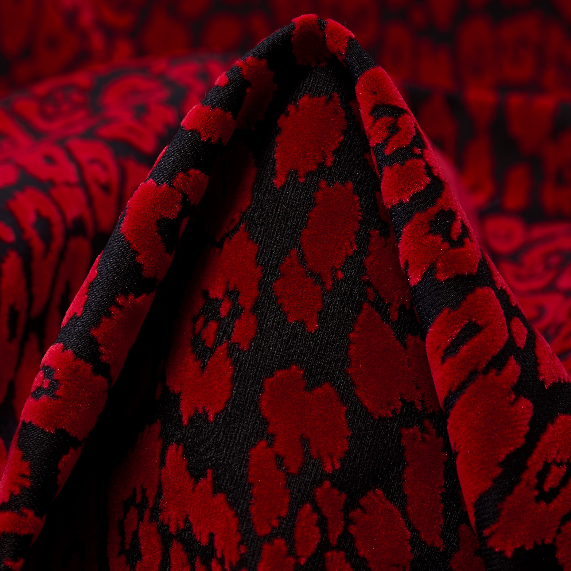 Twill, Cotone, Stampato Flock, Jet Black&Lipstick (F000043878)