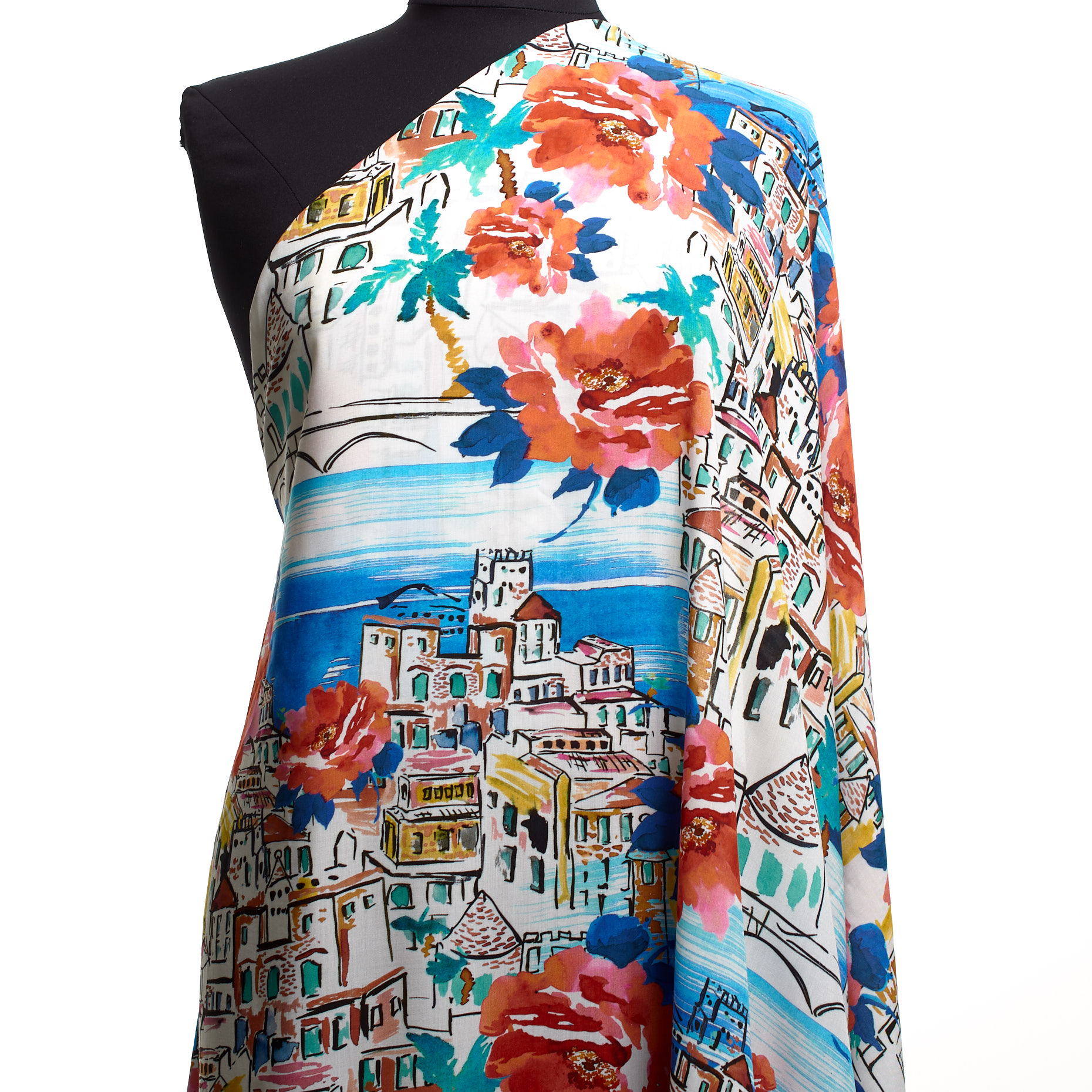Viskose, Bedruckt, Mediterranean Blue&Color Mix