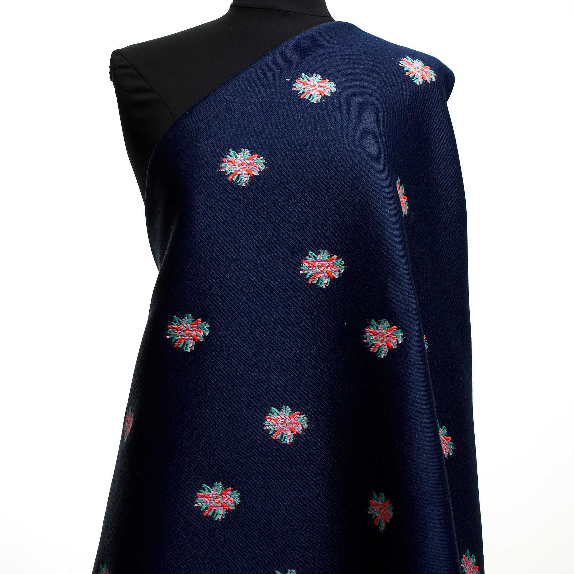 Jacquard, Cotton Blend, Floral, Oceana&Vibrant Orange