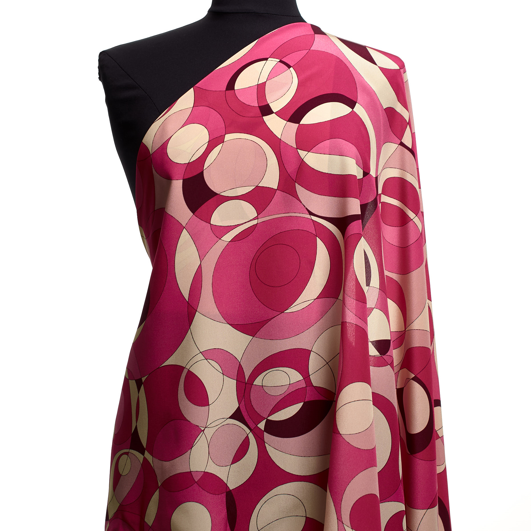CRÊPE, SILK, PRINTED, ECRU&SANGRIA SUNSET