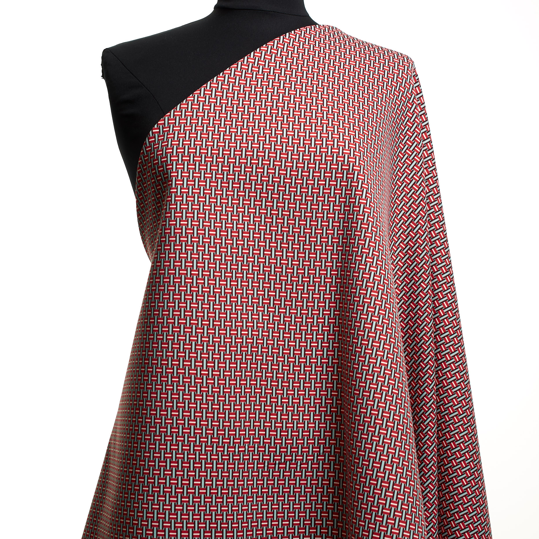 TECHNO JERSEY, PRINTED, HIGH ELASTICITY, CLOUD BLUE&LIPSTICK RED