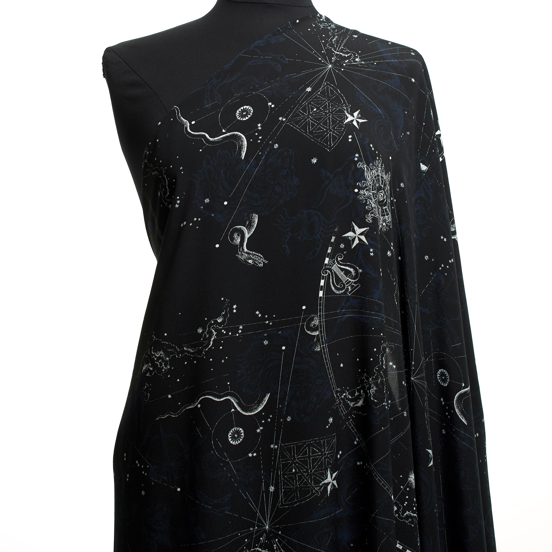 Crêpe, Viscose, Printed, Raven Black&Brilliant White