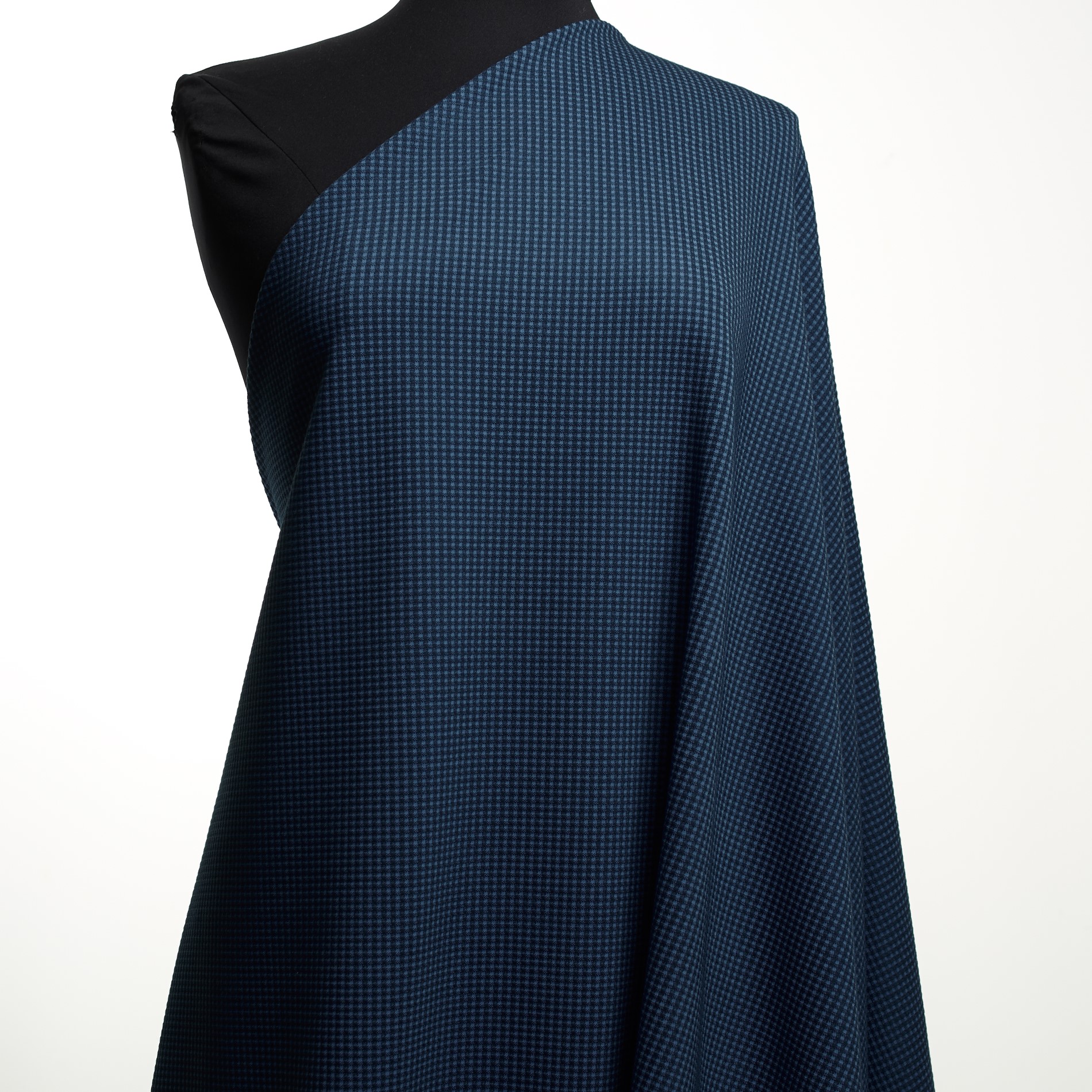 Jersey, Jacquard, Check, Denim Blue