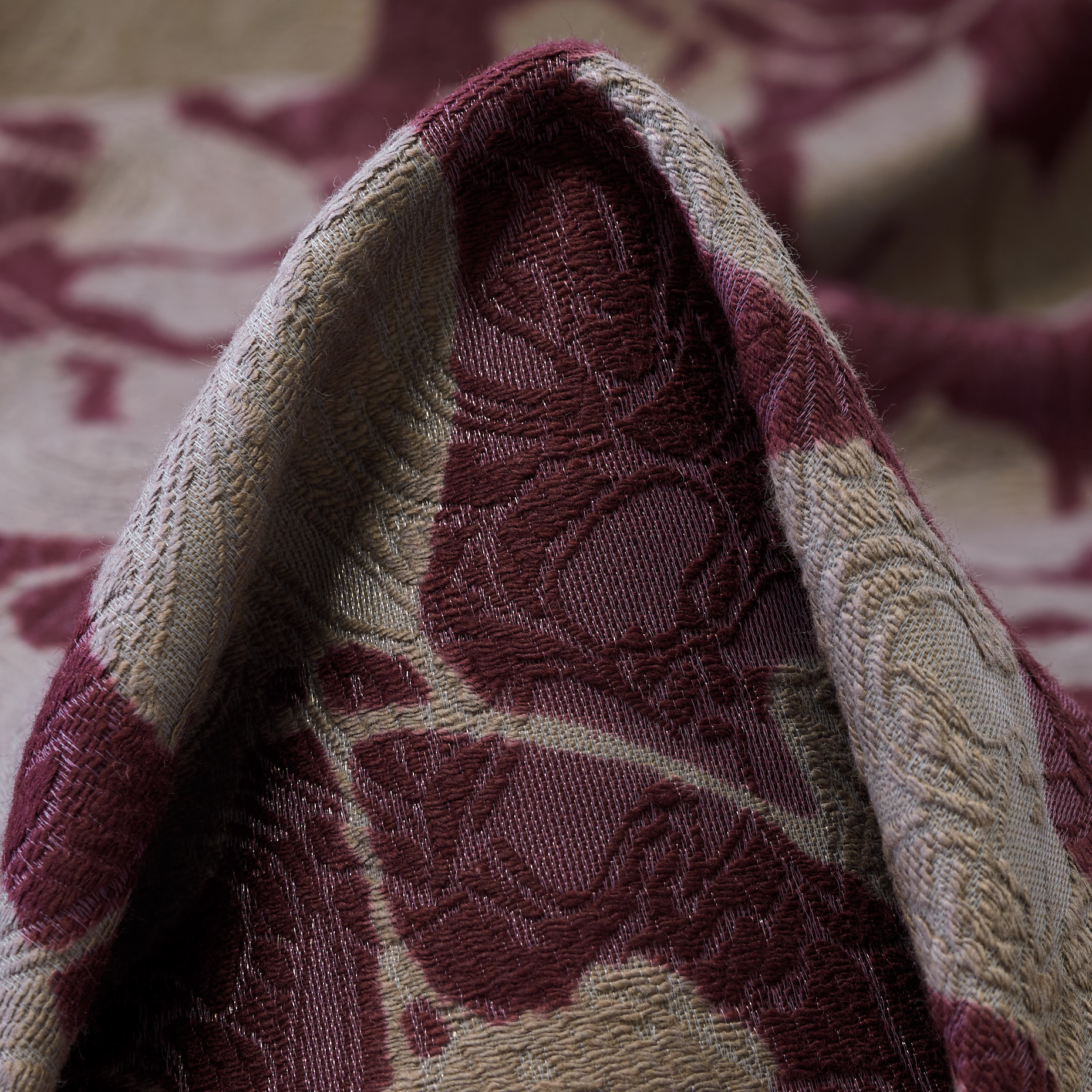 Jacquard, Algodón Elástico, Floreal, Port Royal&Taupe