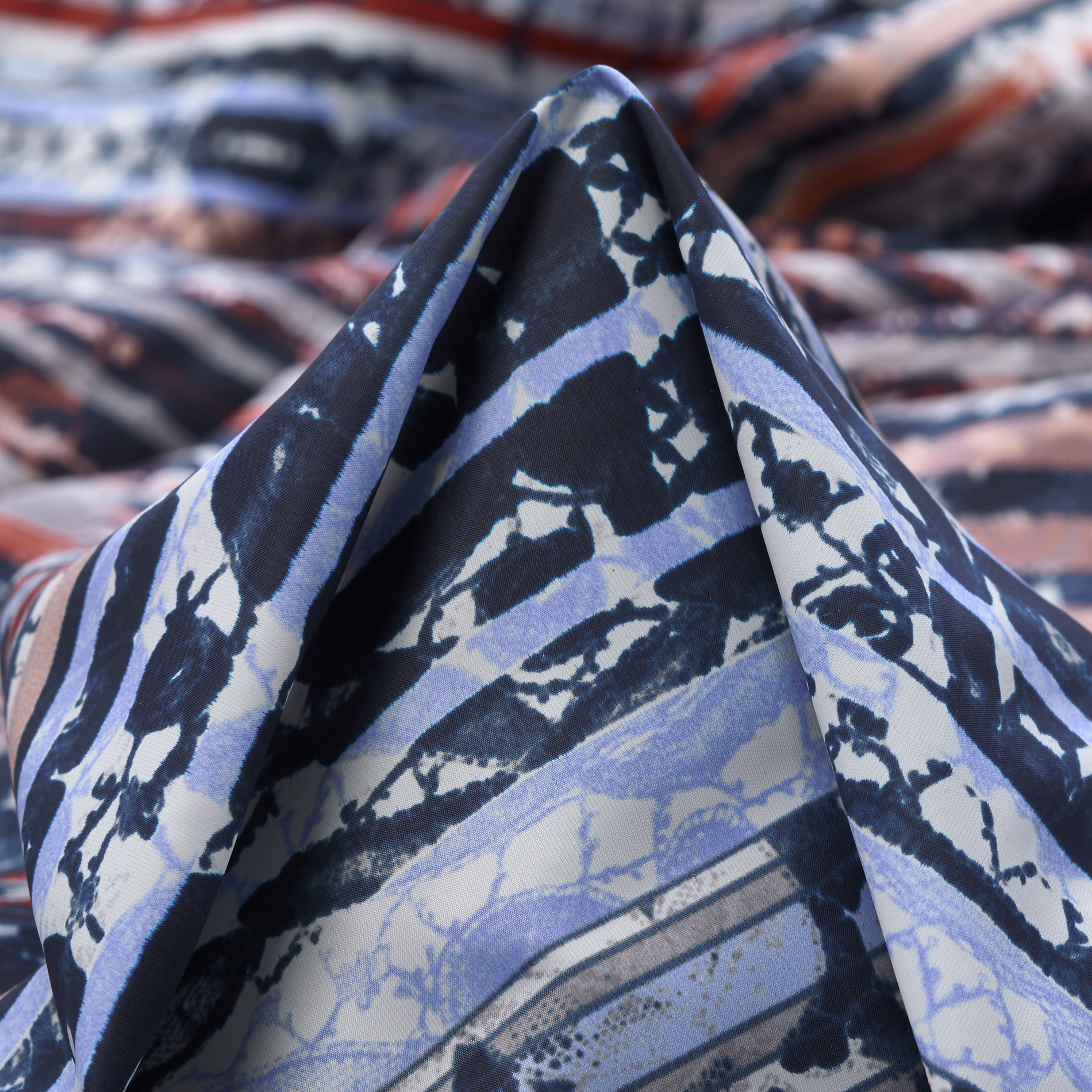 OUTDOOR, NYLON, PRINTED, BLUE INDIGO&WHITE ONYX