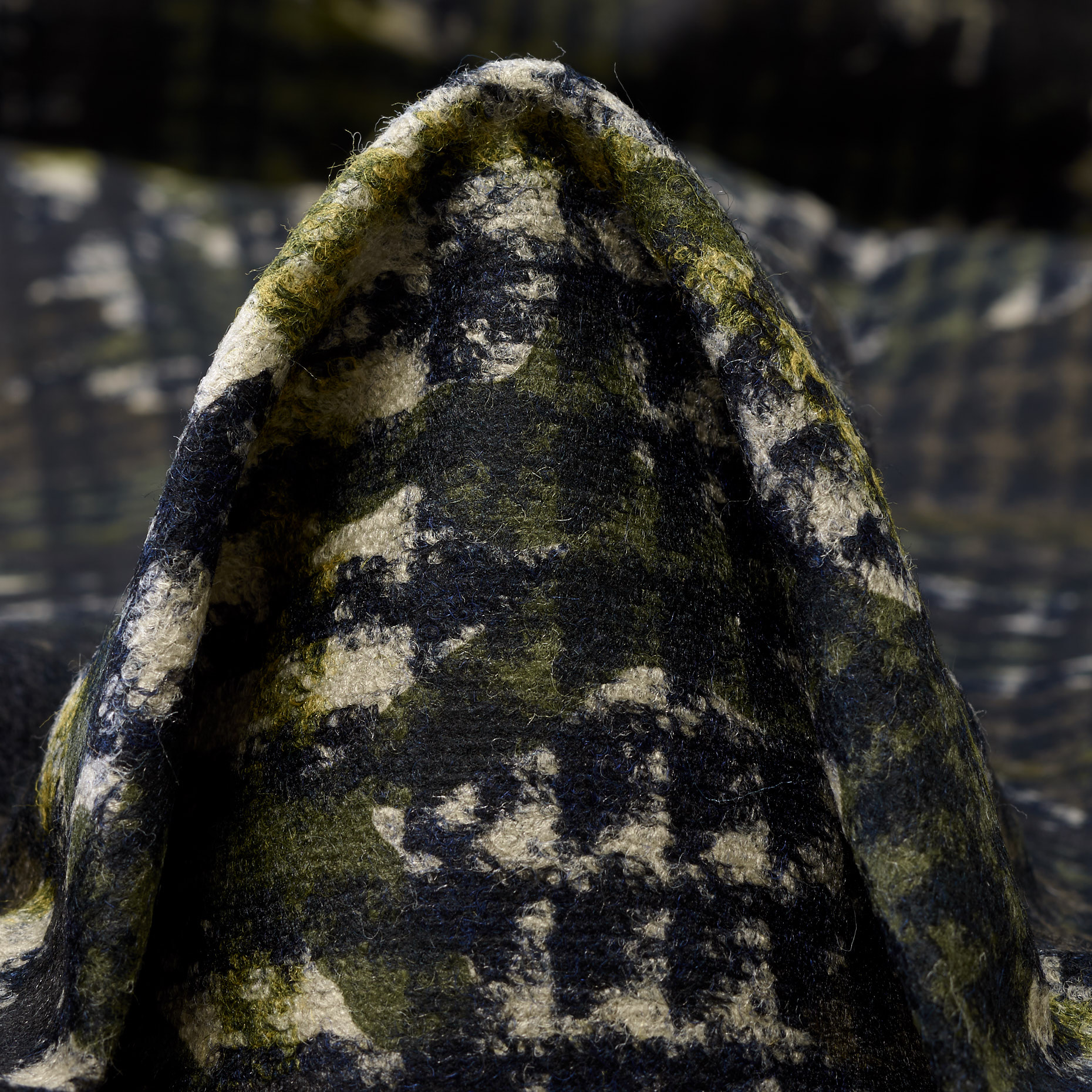 Jersey, Wool Blend, Printed, Dusty Olive