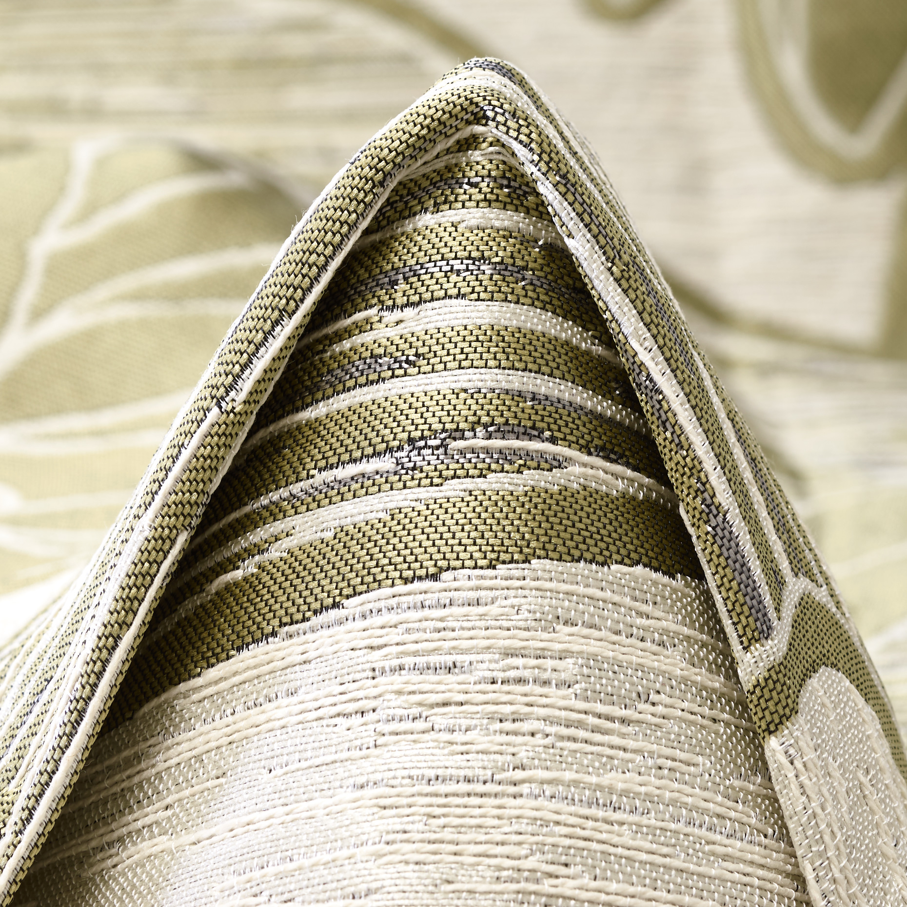 Jacquard, Coton Mixte, Olive Gray&Antique White