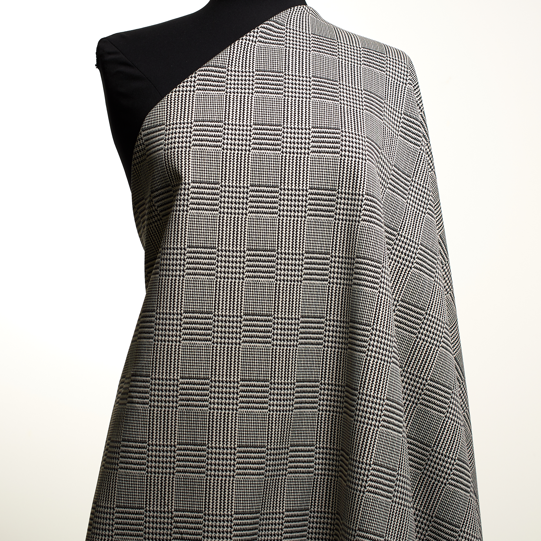 Jacquard, Cotton Elastic, Glencheck, Black&Ivory