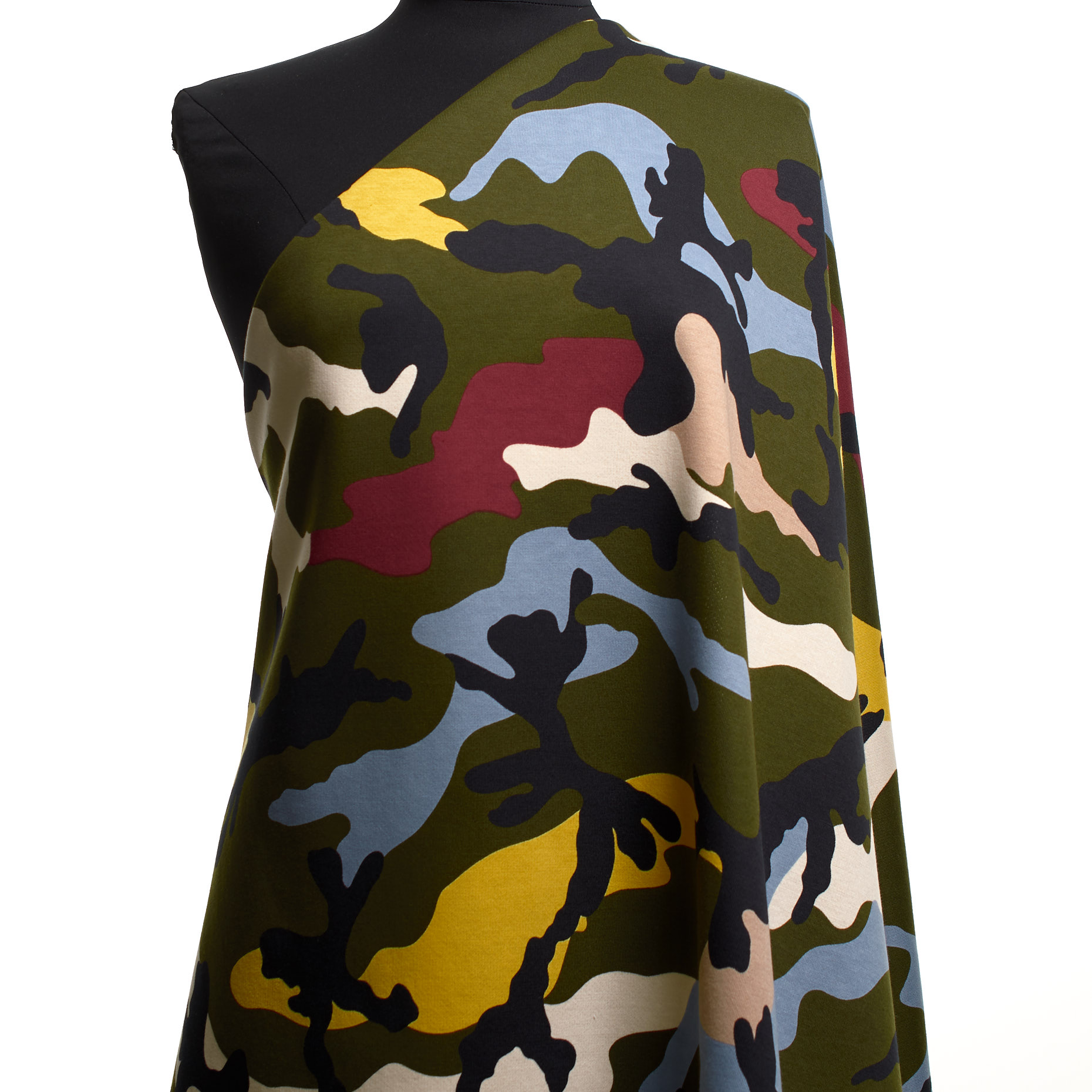 Jersey, Cotton, Camouflage, Canary Bird&Merlot