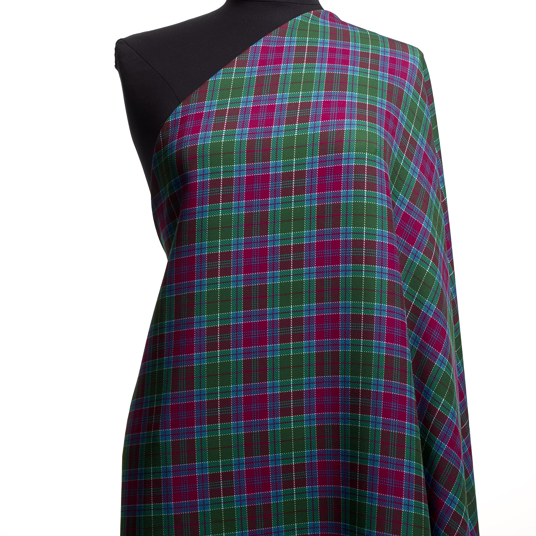 Techno Stretch, Printed, Check, Cerise&Billiard Green