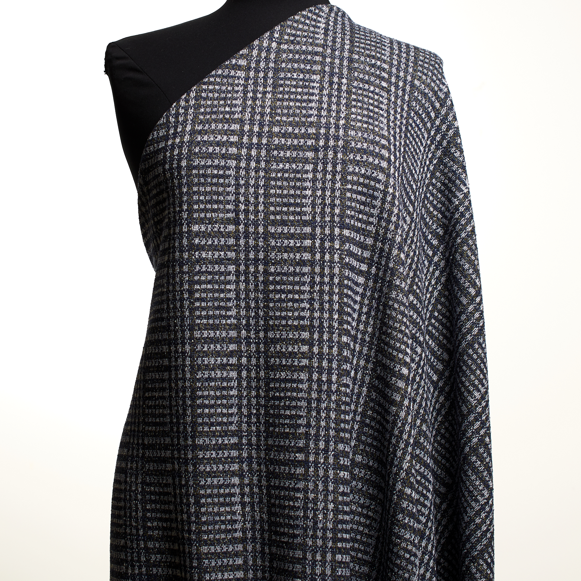 JERSEY, JACQUARD, GLENCHECK, BURNT OLIVE&DARK BLUE