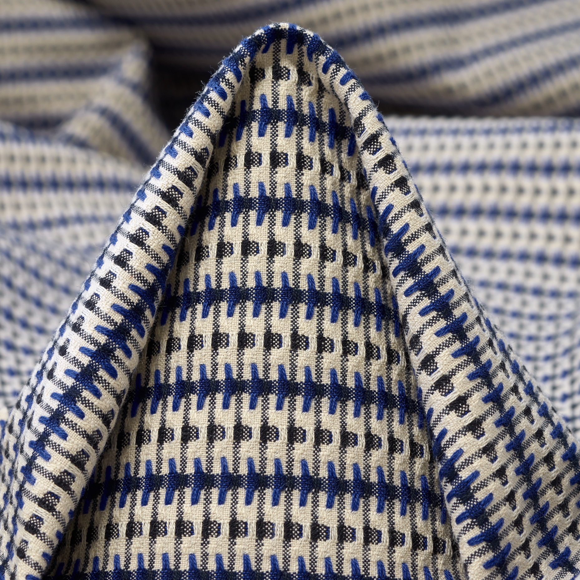 Żakard, Bawełna, Stretch, Lapis Blue&Almond