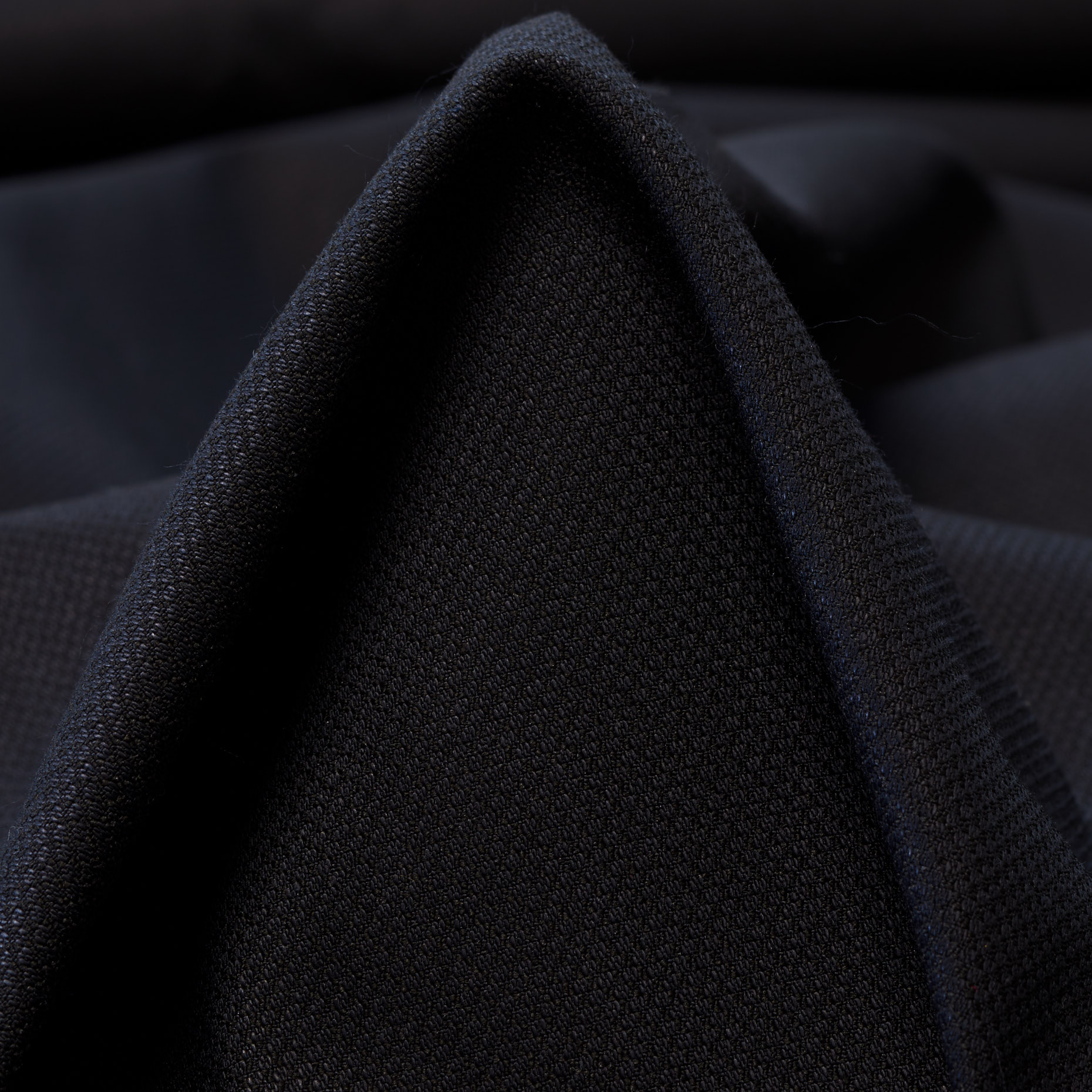 Piqué, Cotton, Stiff, Raven Black