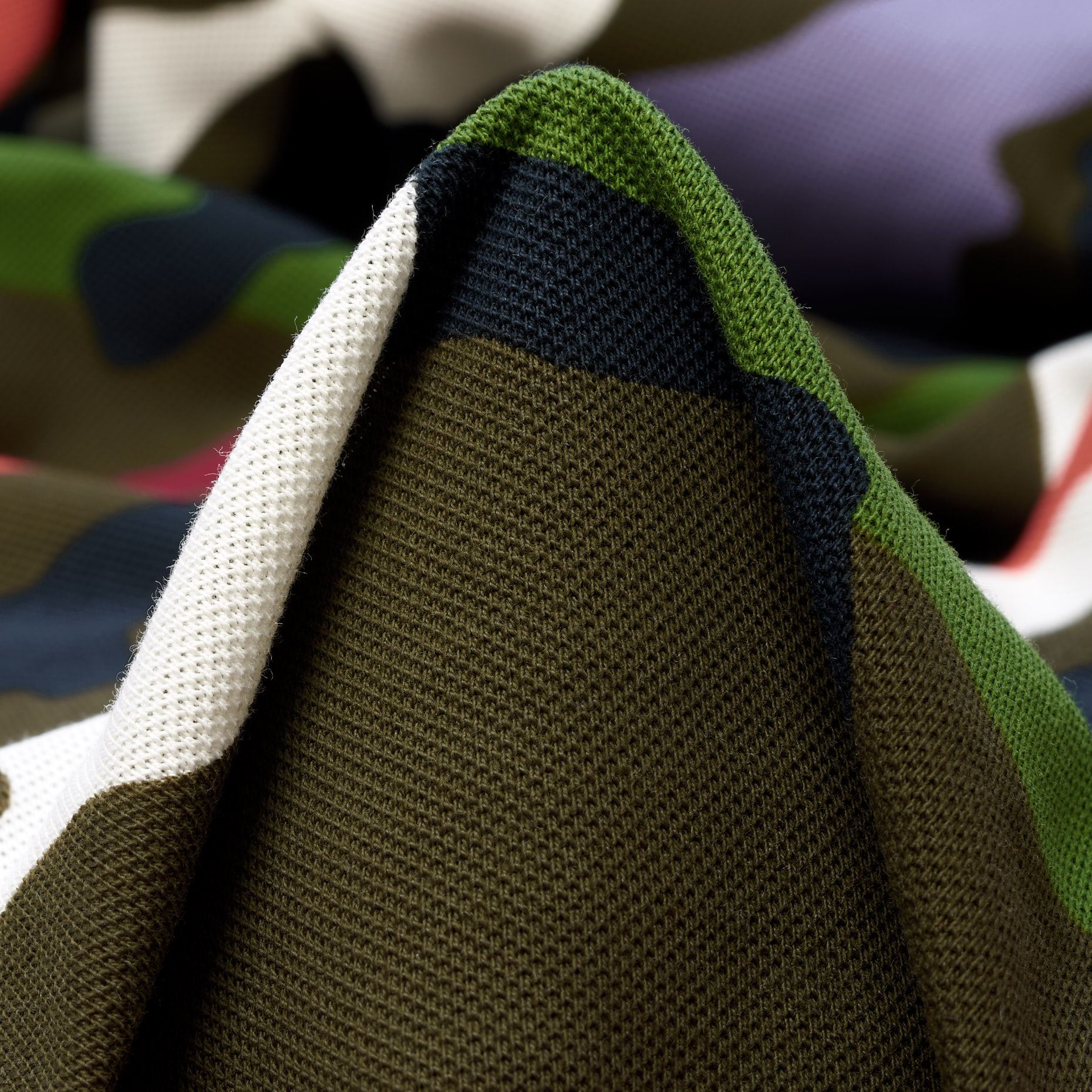 Piquet, Cotone, Camouflage, Deep Sea Coral&Merlot