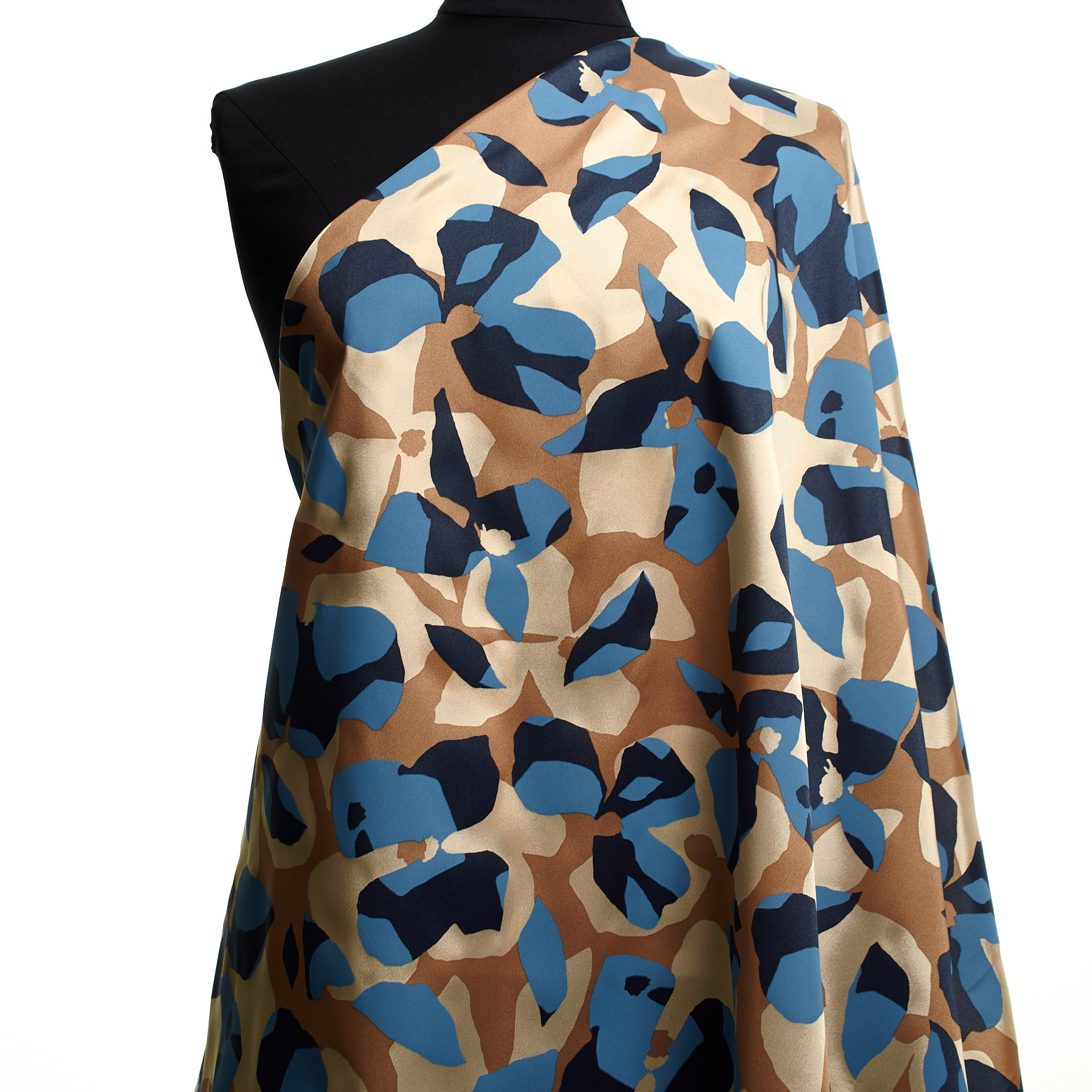 Viscose, Printed, Floral, Sand Dollar&Cyaneus