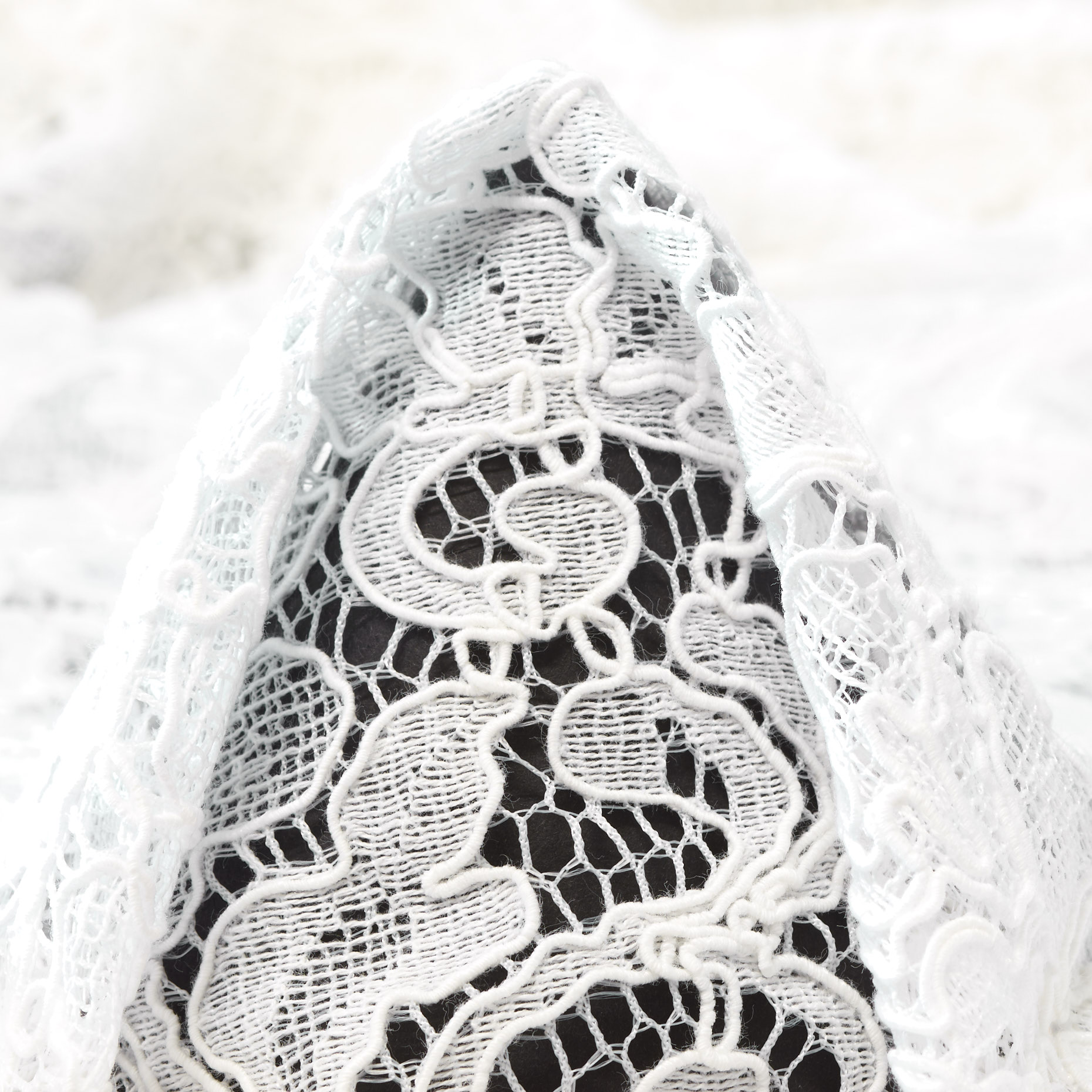 Pizzo, Viscosa, Floreale, Brilliant White