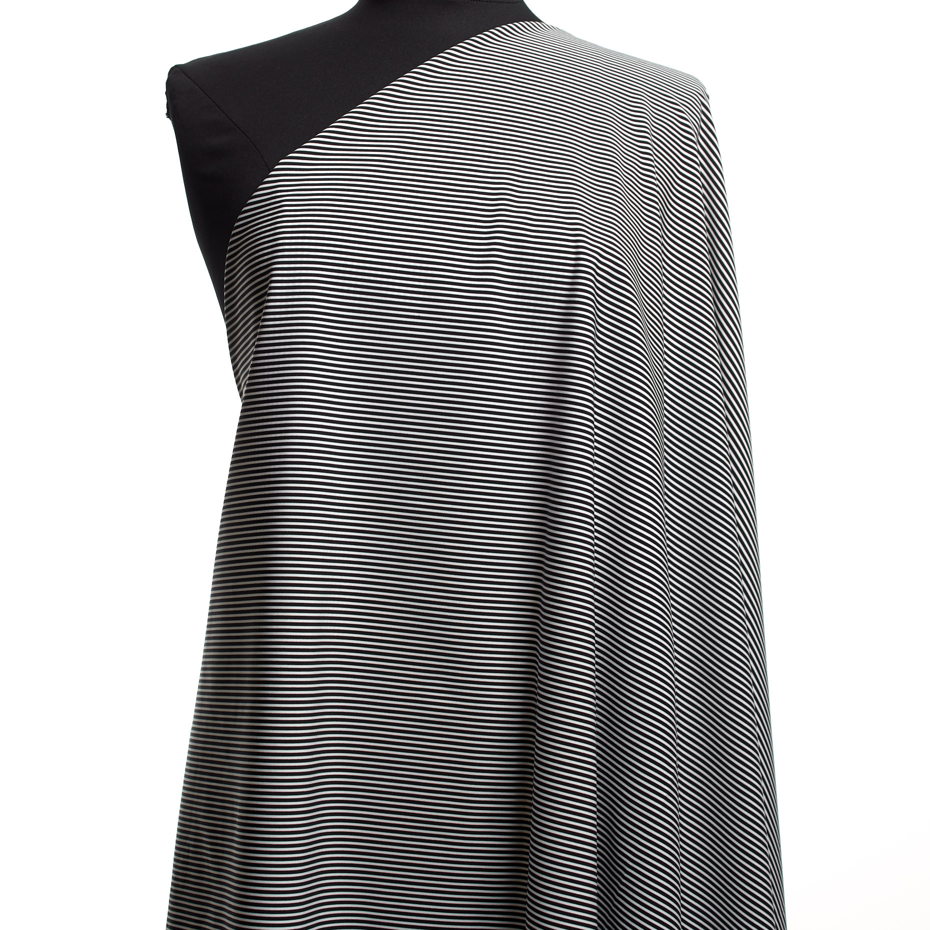 Techno Jersey, Stripes, High Elasticity, Raven Black&Brilliant White