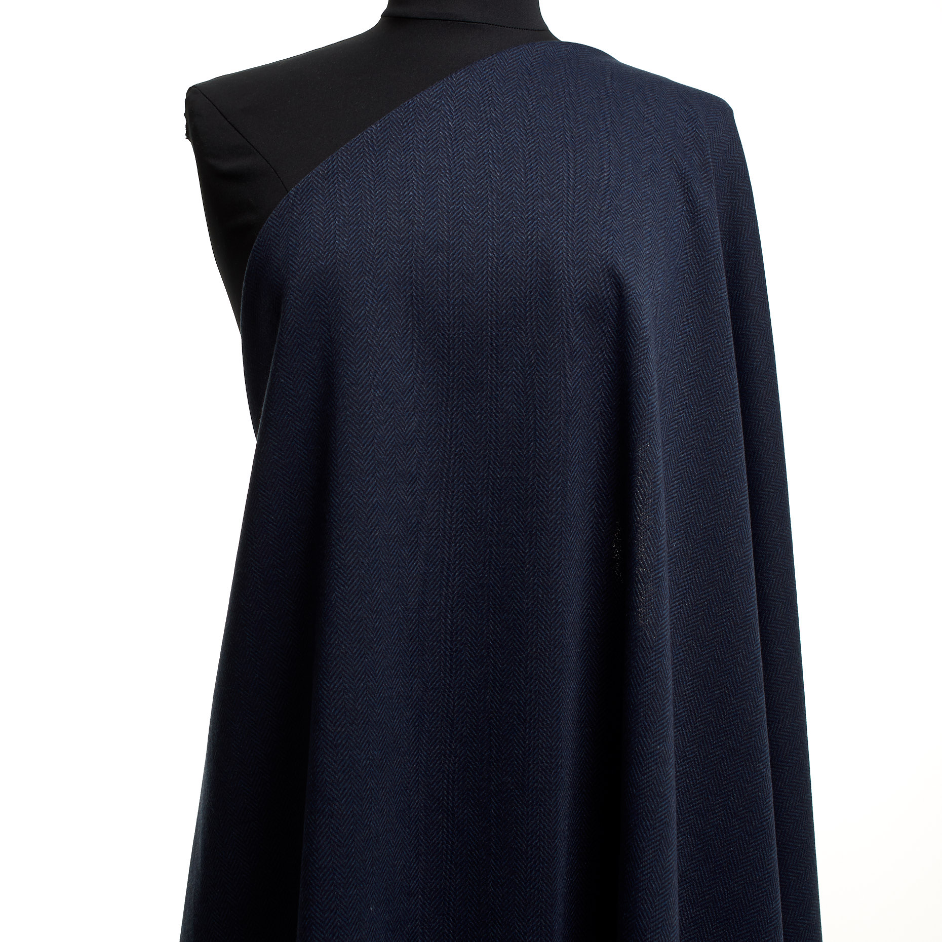 Jersey, Cotton Blend, Herringbone, Blue Indigo