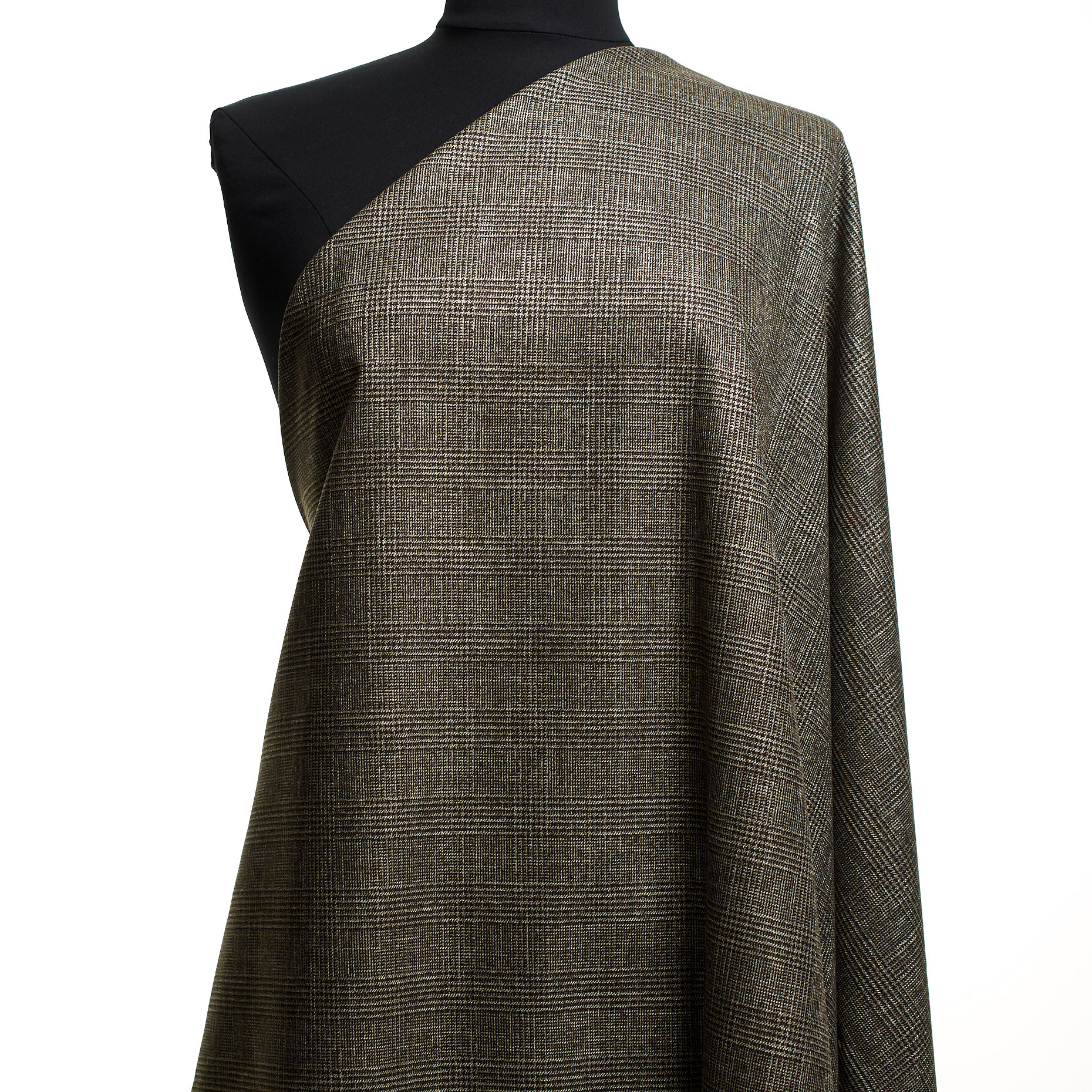Viscose Blend, Check, Elastic, Covert Green&Raven Black