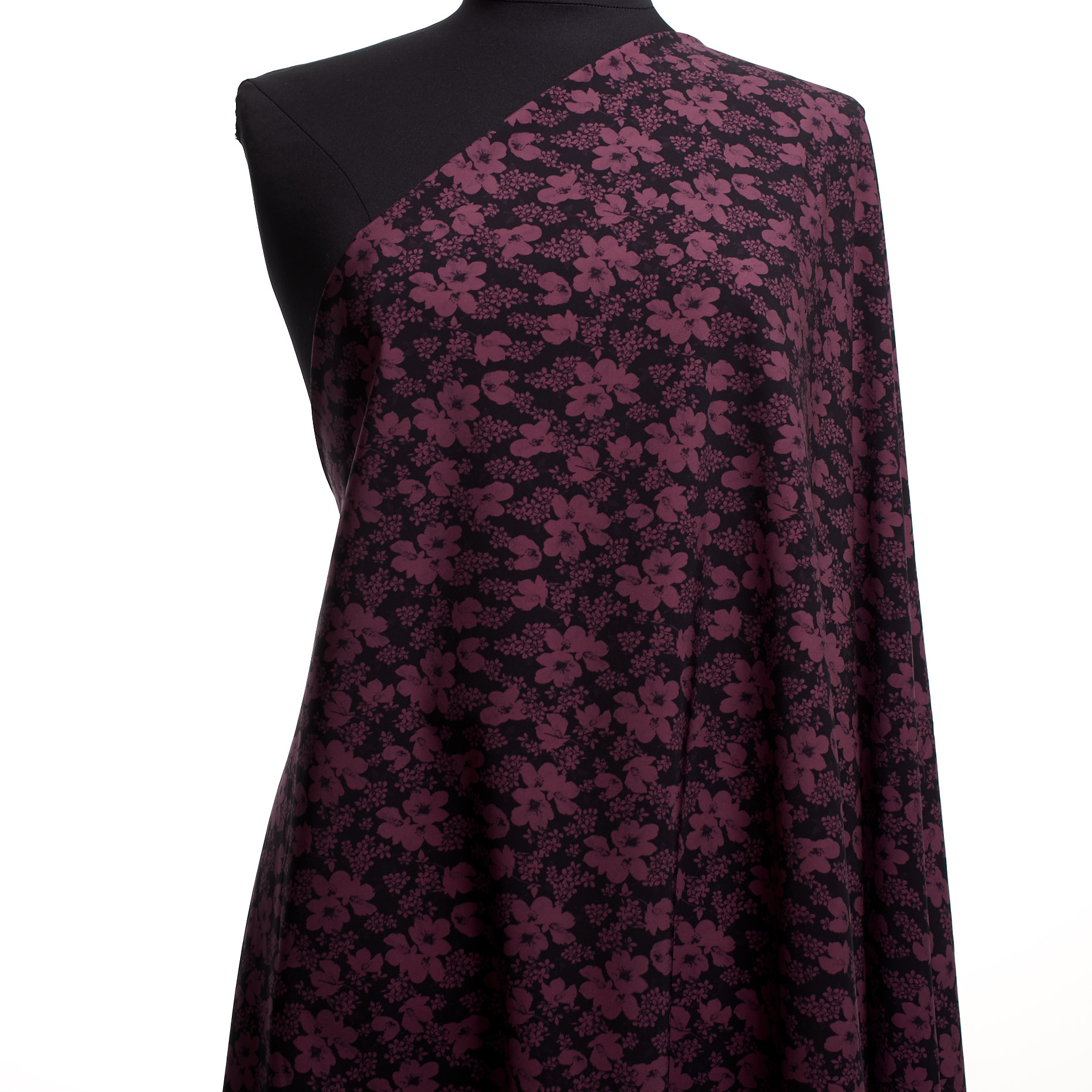 Techno Jersey, Printed, High Elasticity, Raven Black&Dahlia Mauve