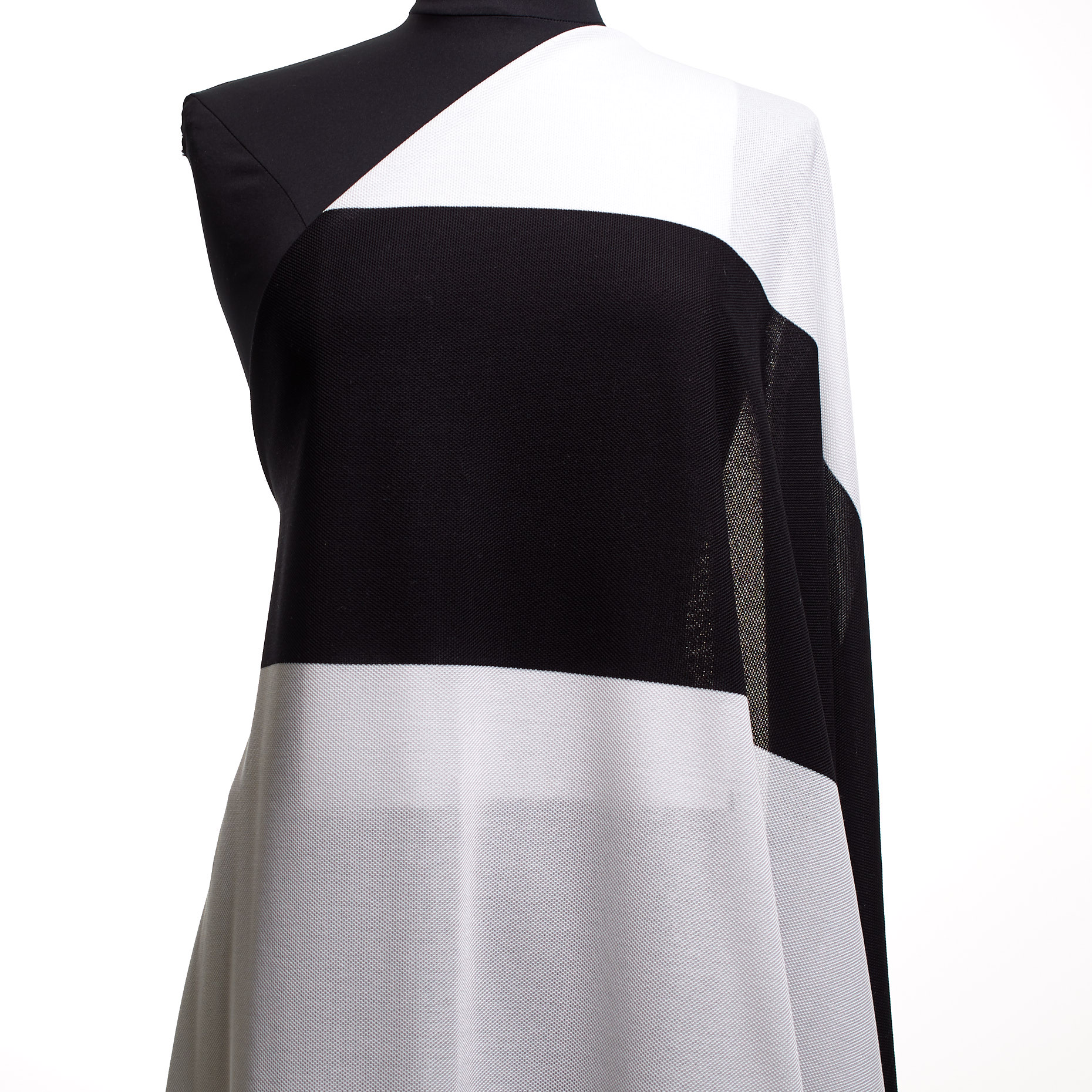 Piqué, Cotton, Raven Black&Brilliant White