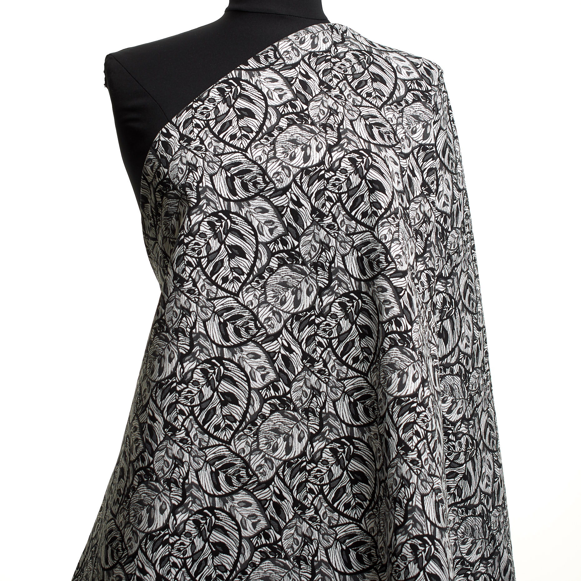 Jacquard, Cotton, Elastic, Lucent White&Raven Black