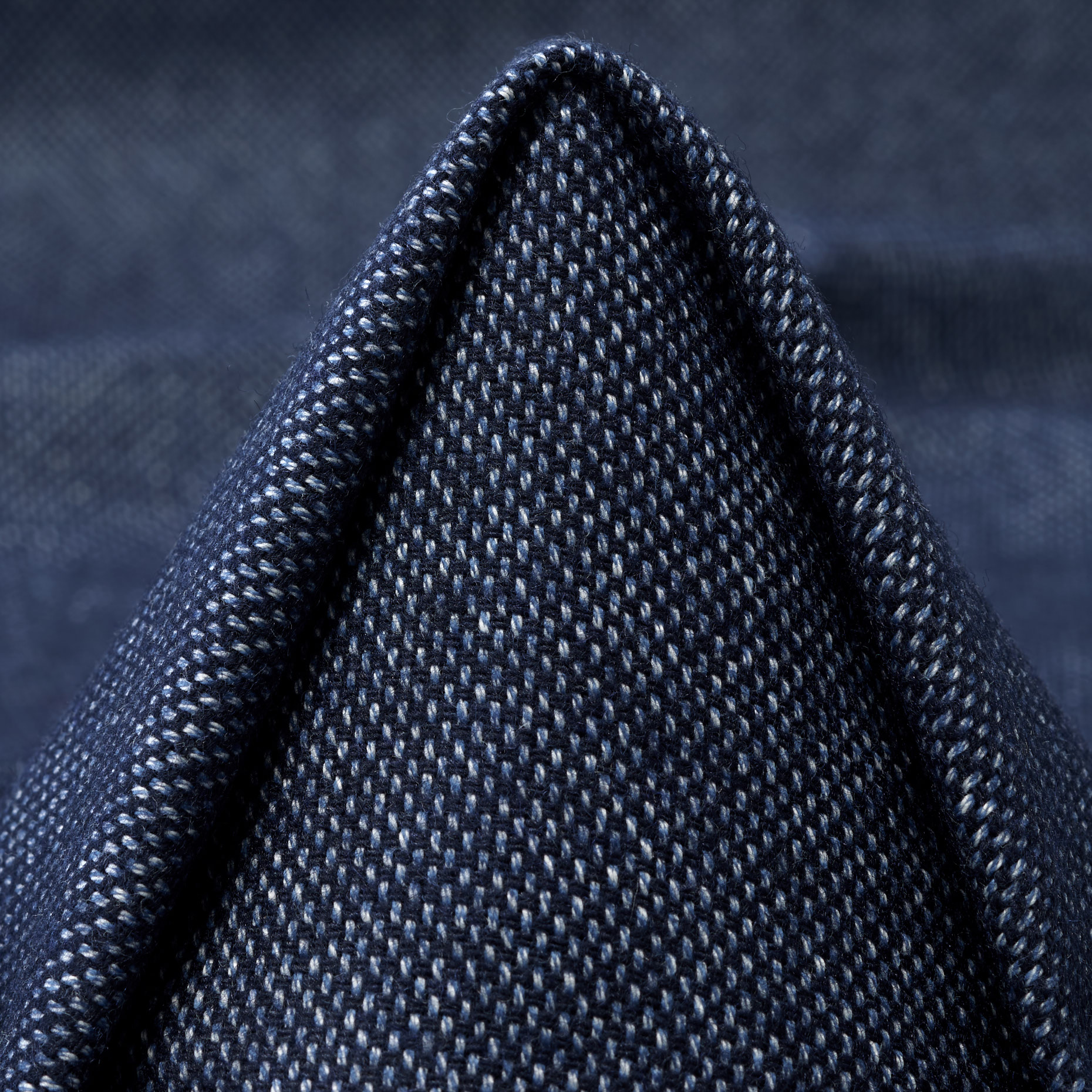 VIRGIN WOOL, COTTON BLEND, MICRO DESIGN, BLUE INDIGO