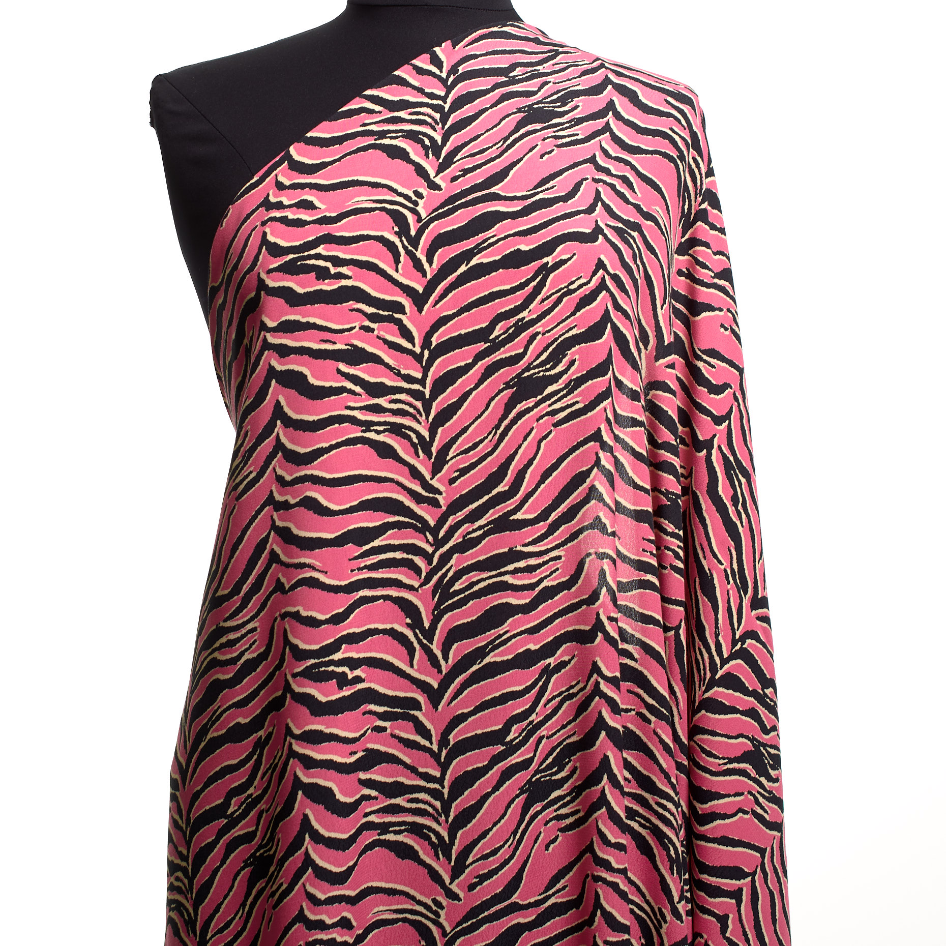 Crêpe, Viscosa, Stampato, Azalea Pink&Raven Black
