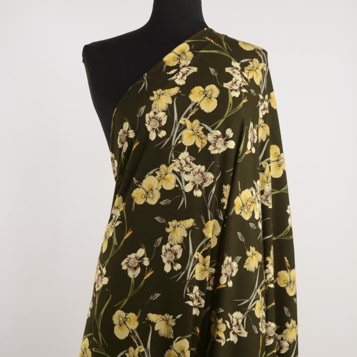Jersey, Viscose, Floral, Sunlight&Deep Forest