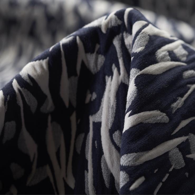 JACQUARD DOUBLE, COTTON, ELASTIC, MIDNIGHT BLUE&IVORY