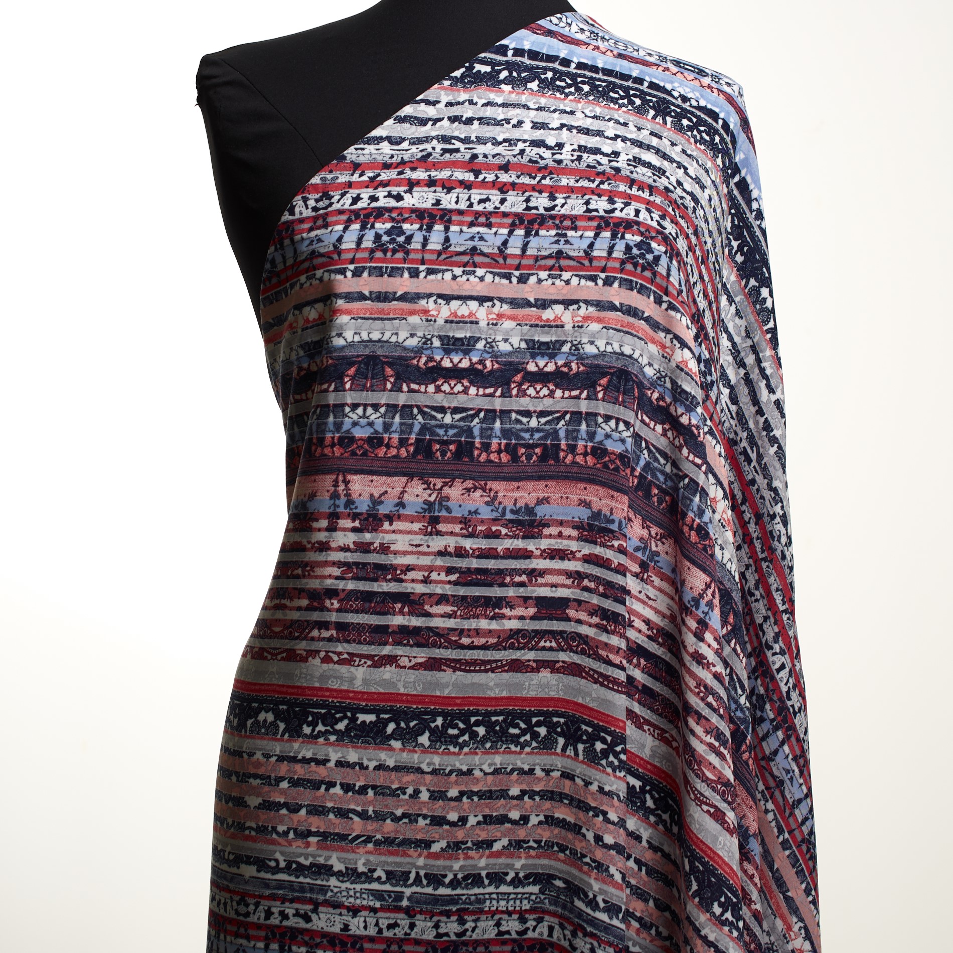 VISCOSE, PRINTED, XENON BLUE&RED ALERT