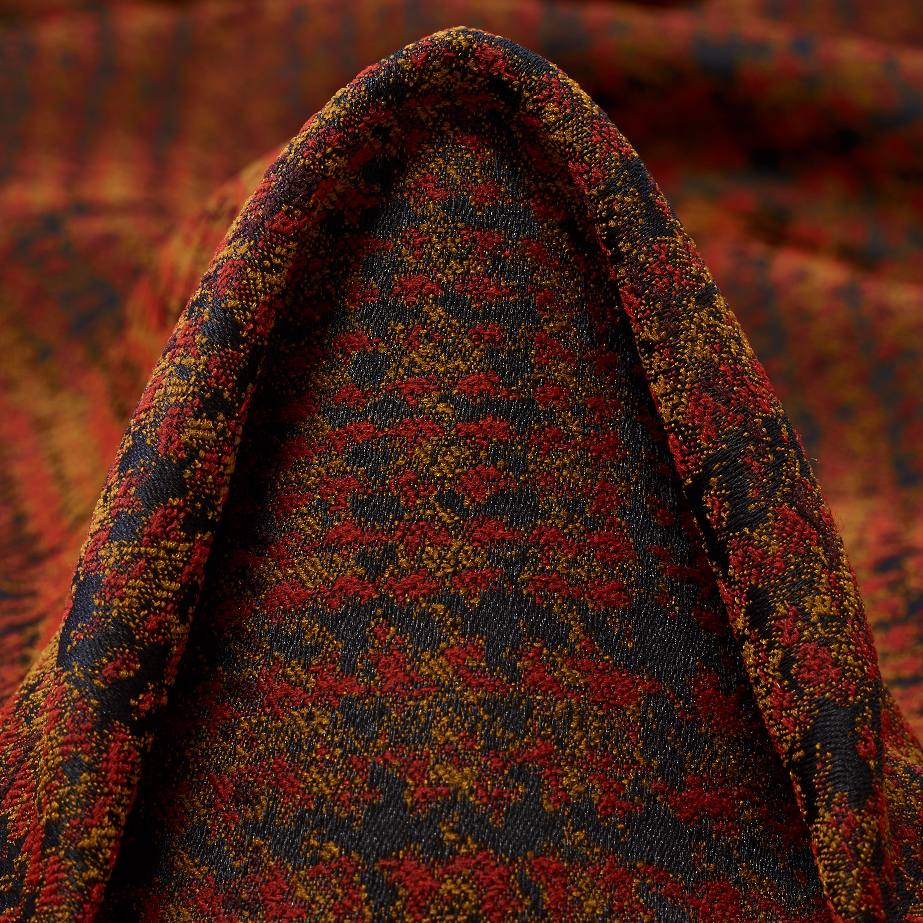 Jacquard, Stretch, Principe di Galles, Carmine Red&Burnt Orange
