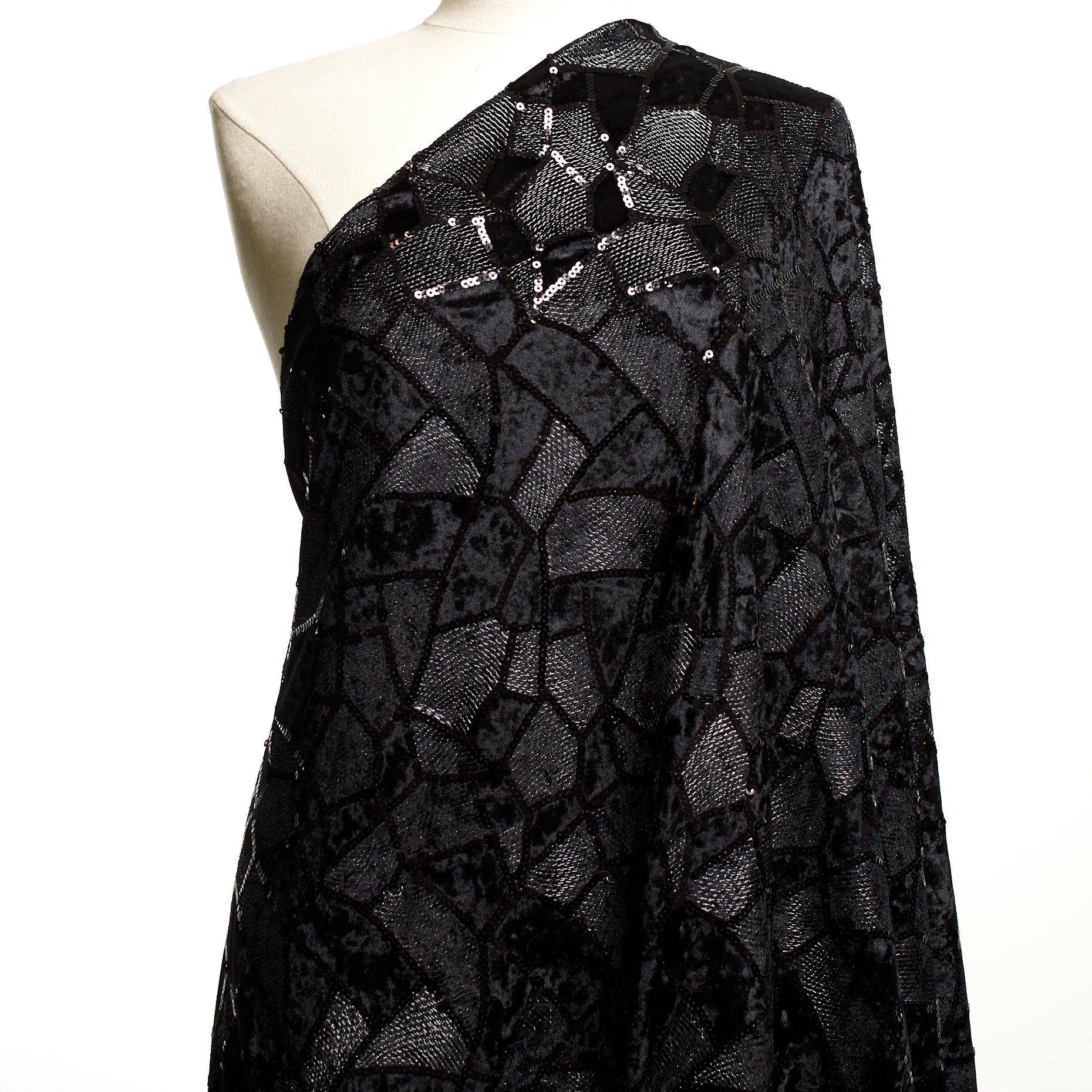 Paillettes, Lúrex, Chatoyant, Silver&Raven Black