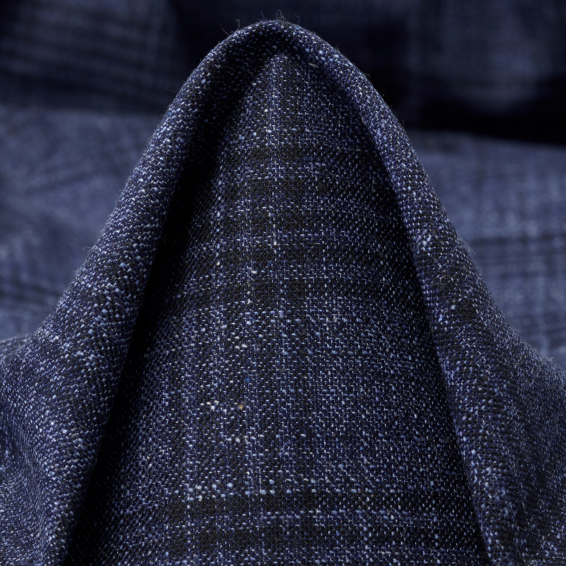 Schurwolle, Leinen Mix, Karo, Blue Indigo