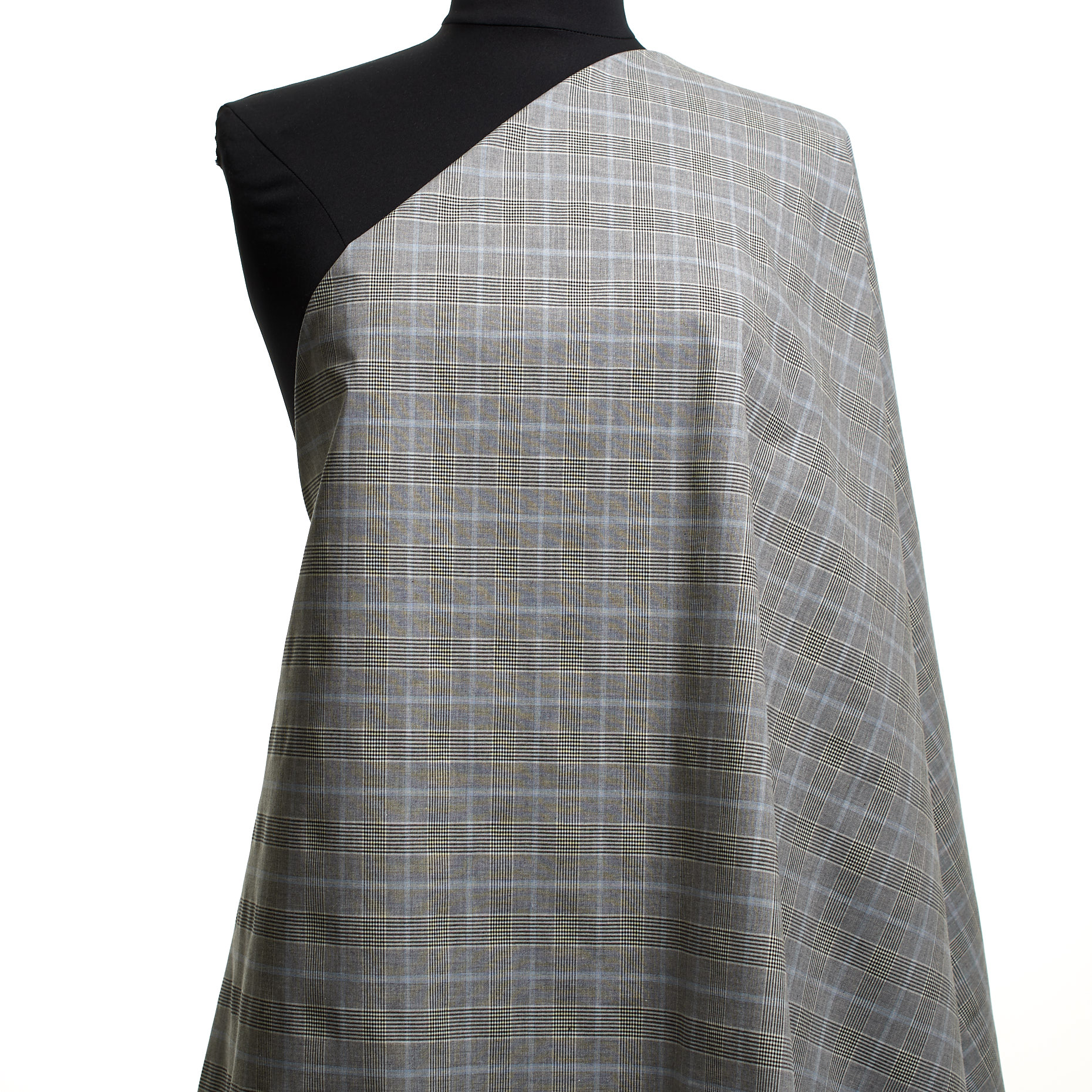 Cotton, Elastic, Check, Antique White&Dutch Canal