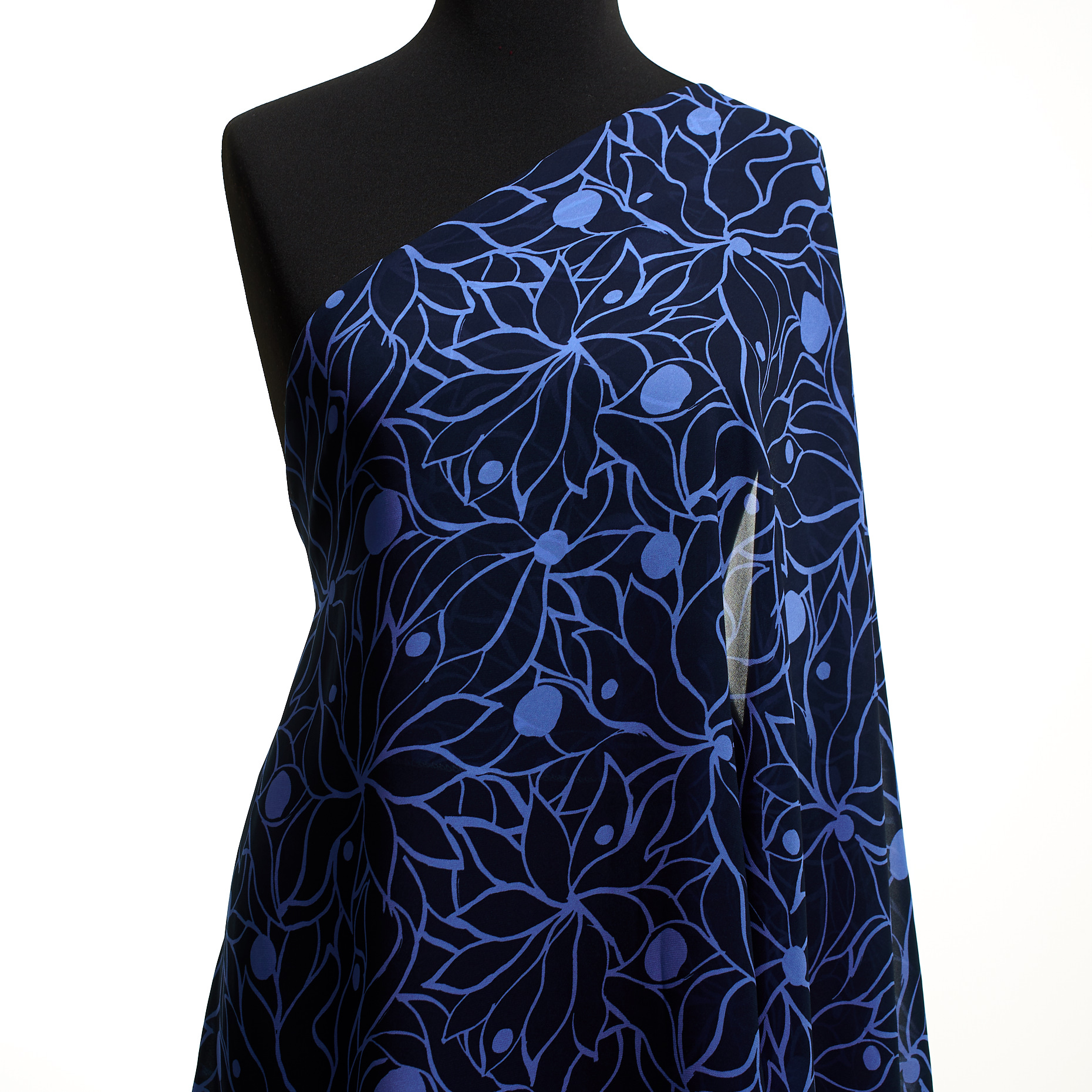 Chiffon, Viscose, Printed, Cornflower Blue&Parisian Night