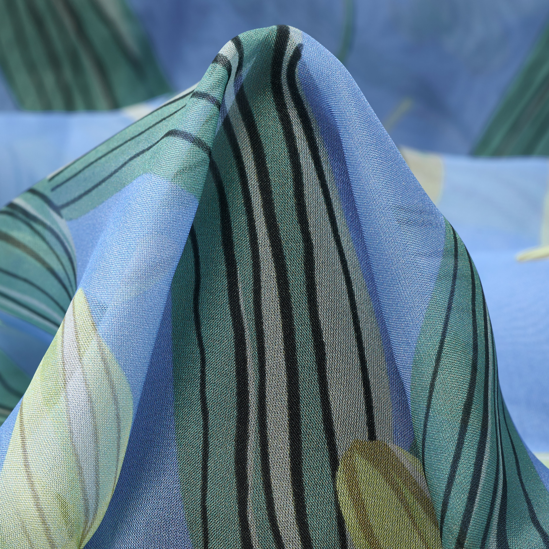 Chiffon, Viscosa, Stampato, Airy Blue&Tender Yellow