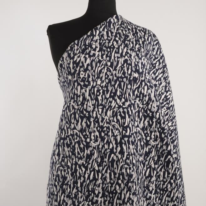 JACQUARD DOUBLE, COTTON, ELASTIC, MIDNIGHT BLUE&IVORY