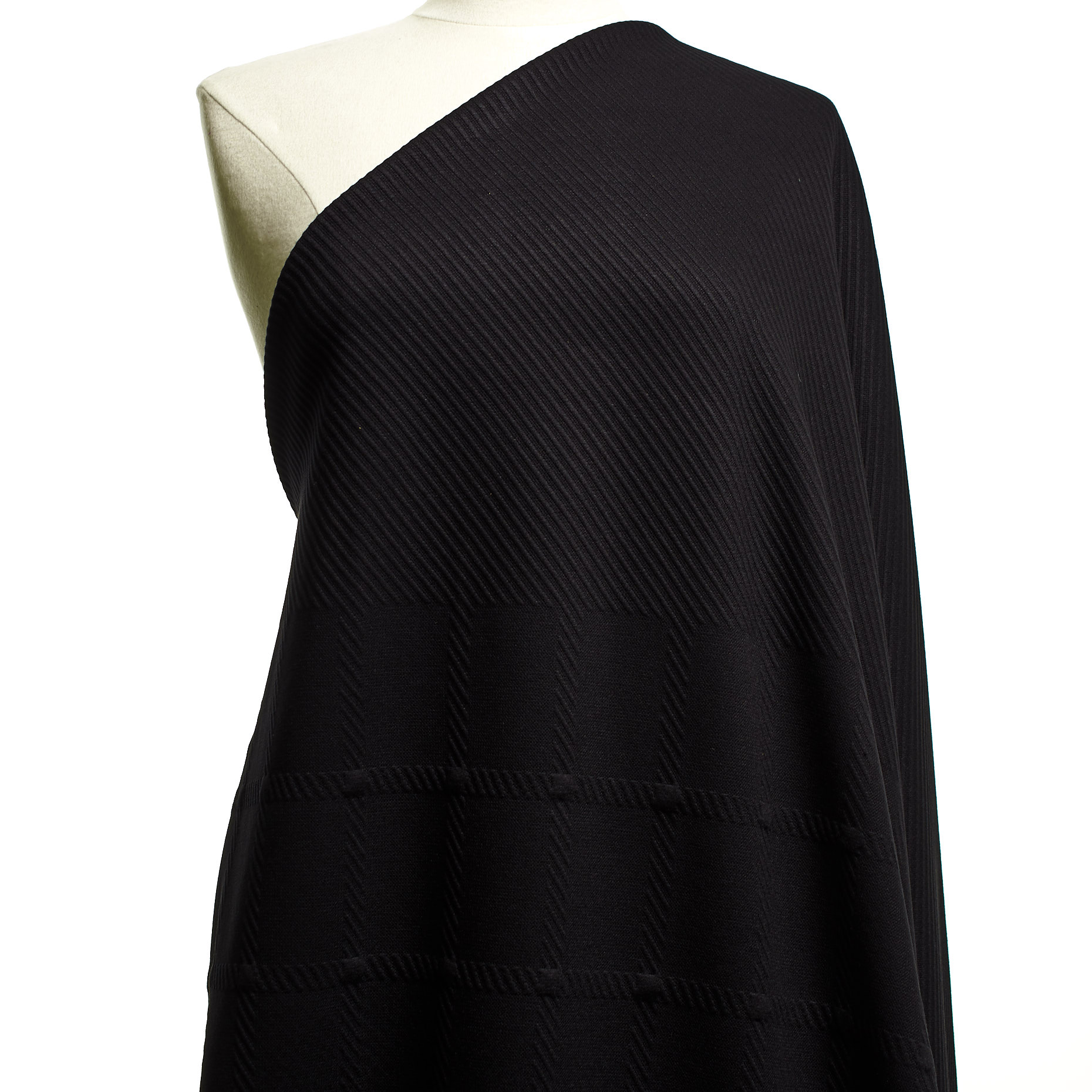 JERSEY, JACQUARD, CHECK, RAVEN BLACK