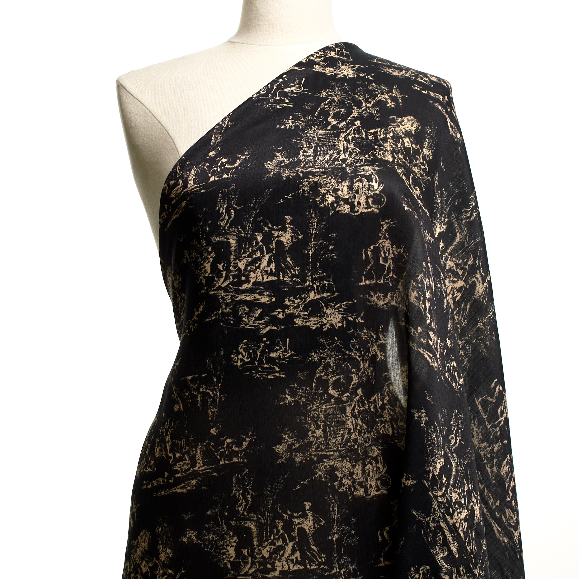 CHIFFON, COTTON, SILK, JET BLACK&ALMOND PEACH