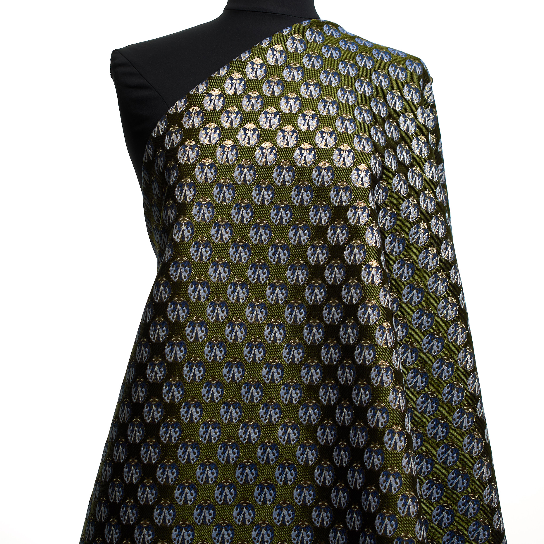 Jacquard, Misto Cotone, Metallico, Banana Palm&Blue Quartz