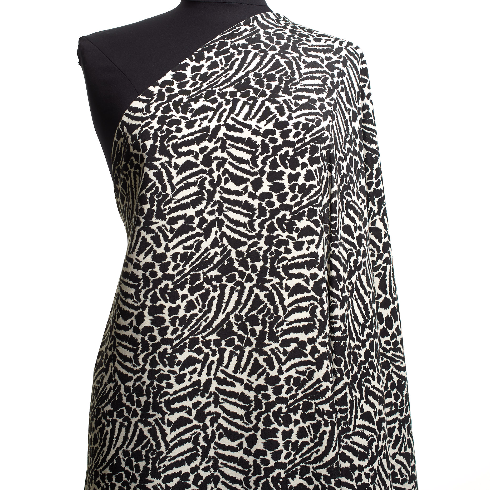 CRÊPE, VISCOSE, ANIMAL, RAVEN BLACK&IVORY