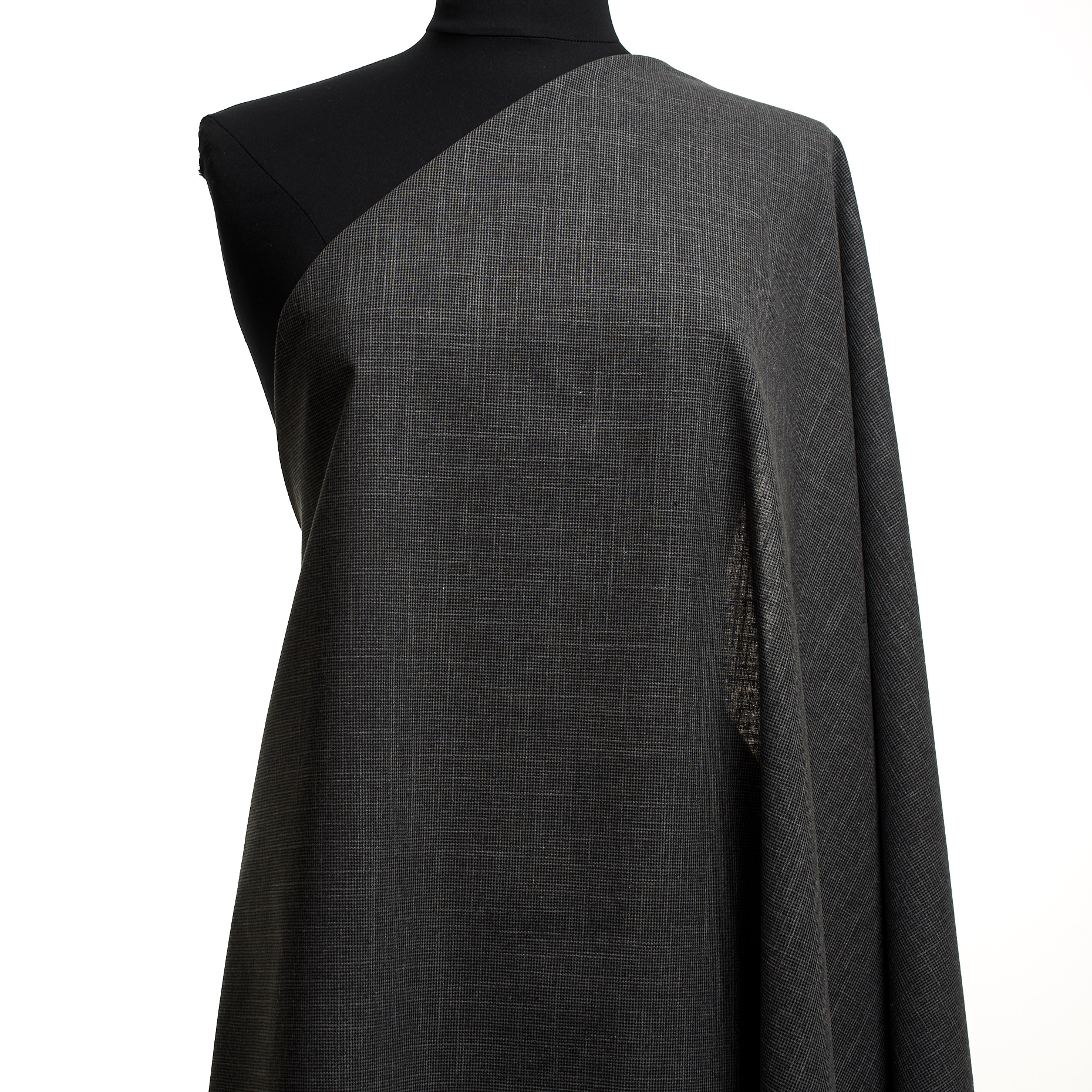 Schurwolle, Baumwolle Mix, Micro Design, Black Olive