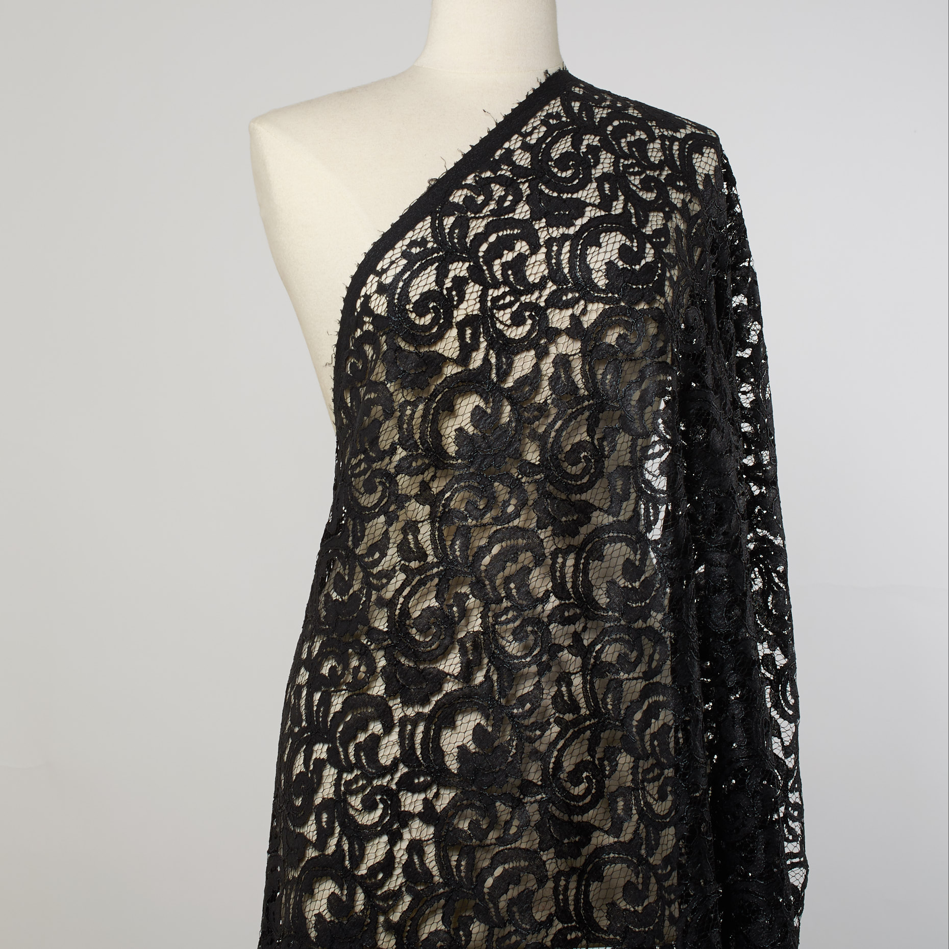 LACE, COTTON, JET BLACK