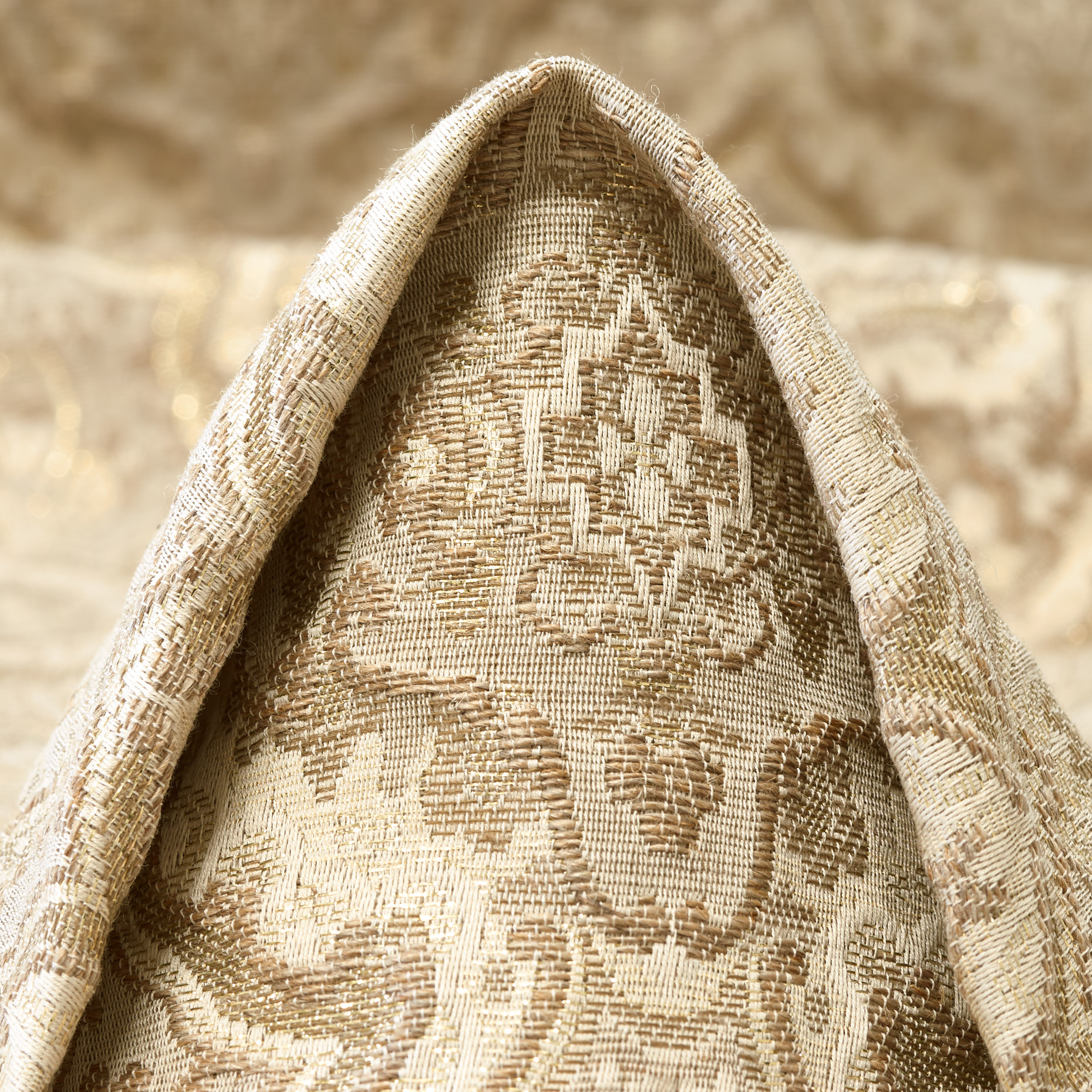 Жаккард , Лен, Люрекс, Antique White&Rich Gold