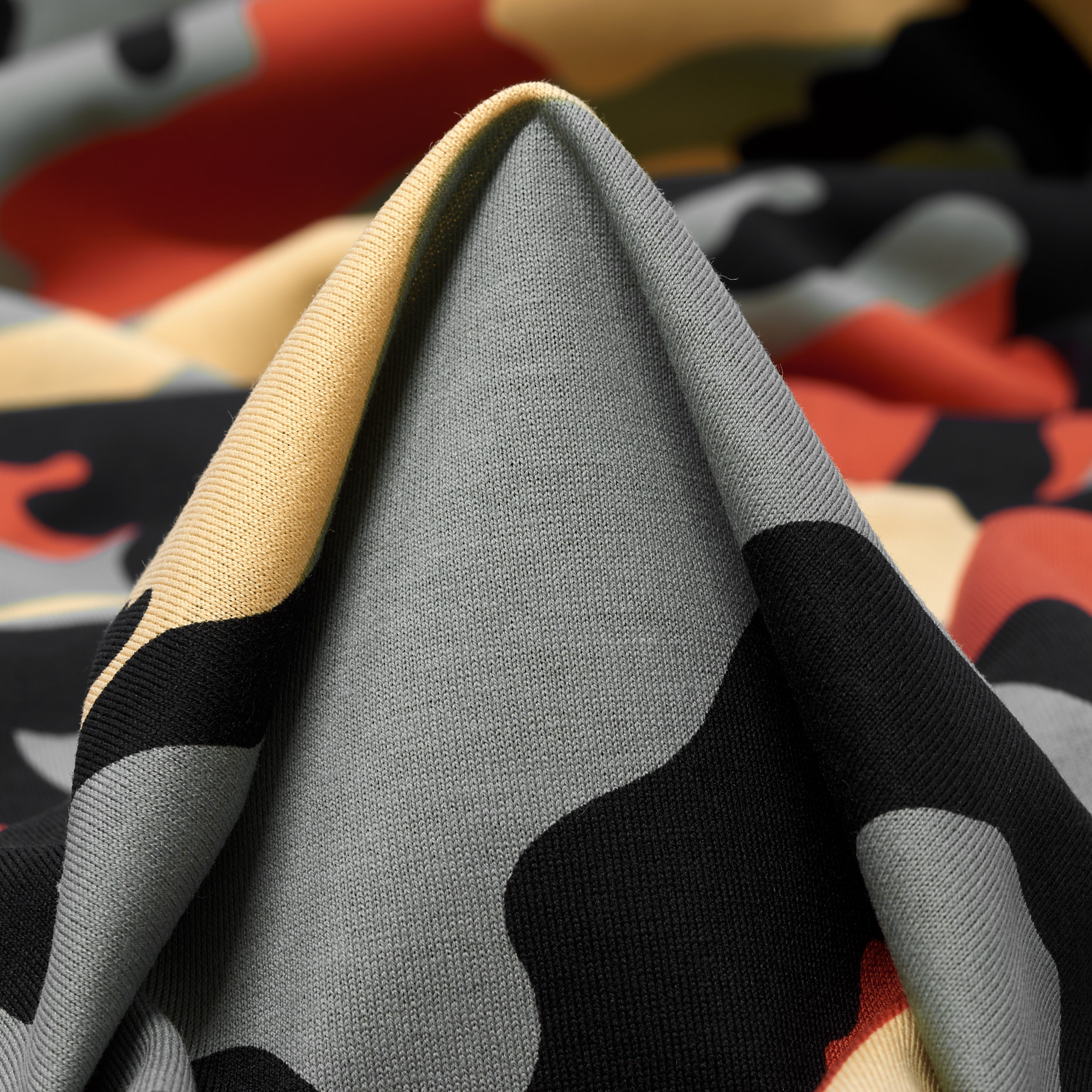 Single Jersey, Baumwolle, Camouflage, Burnt Orange&Jade
