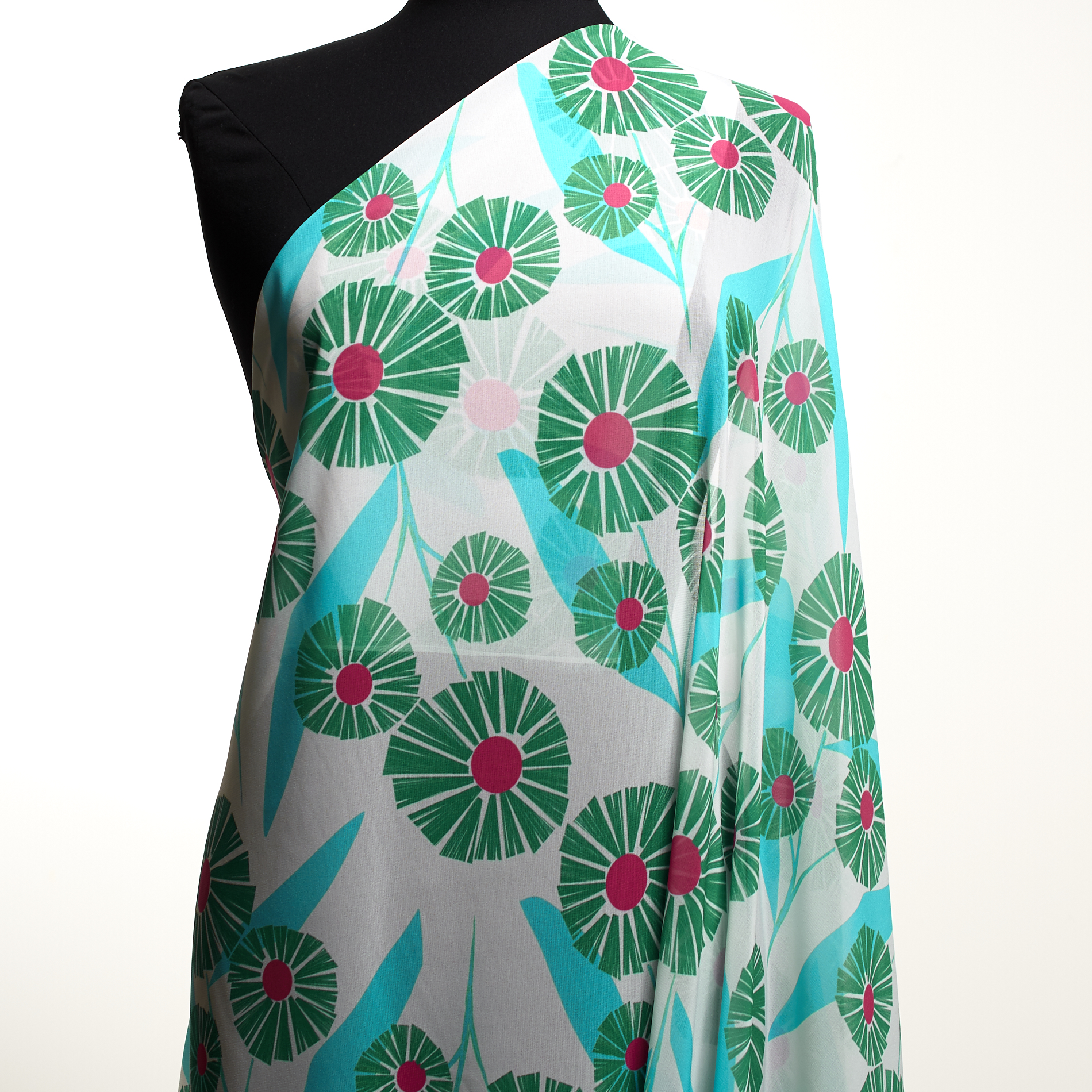 Chiffon, Floral, Nimbus Cloud&Green Lake