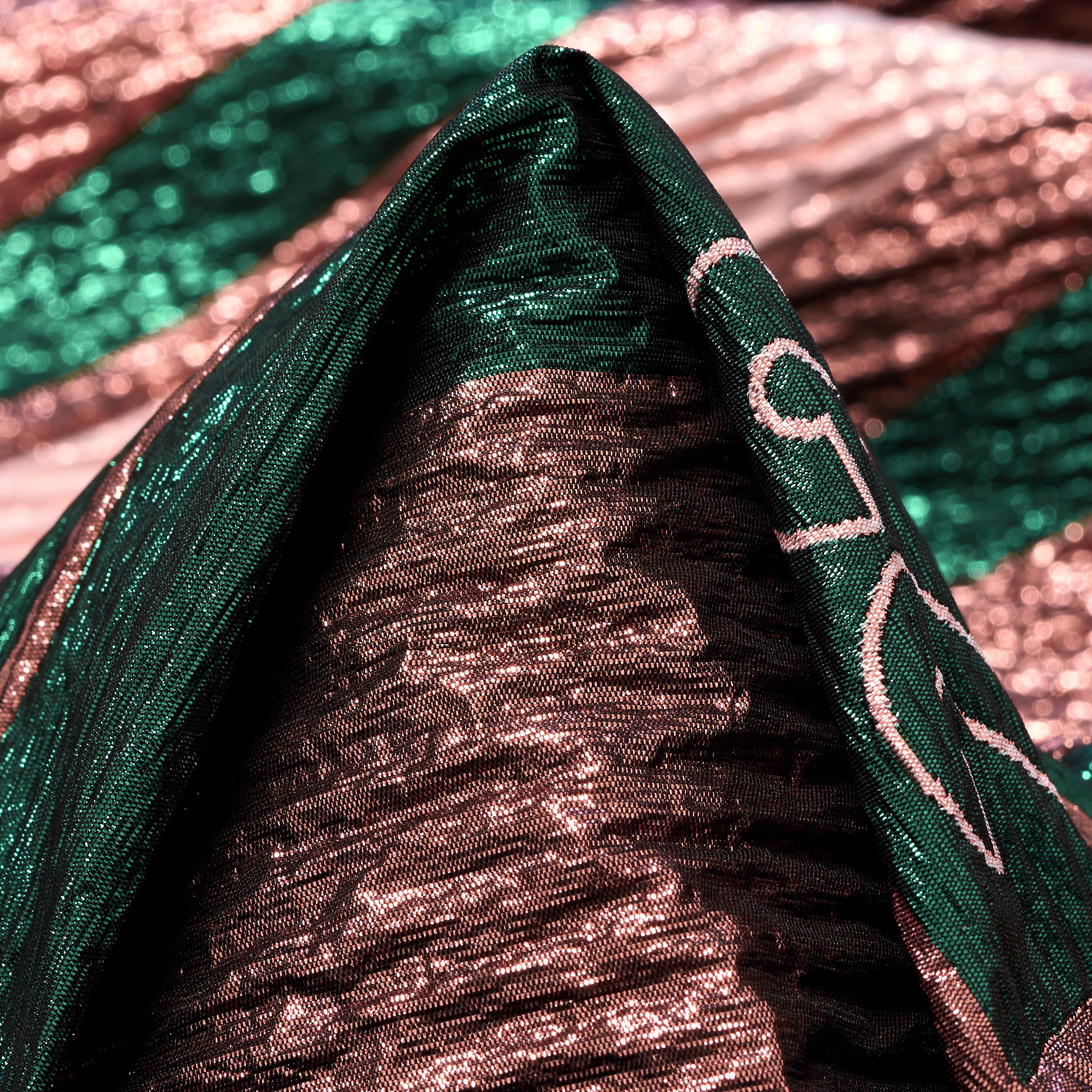 Jacquard, Lurex, Luccicante, Vintage Rose&Cadmium Green (F000043225)