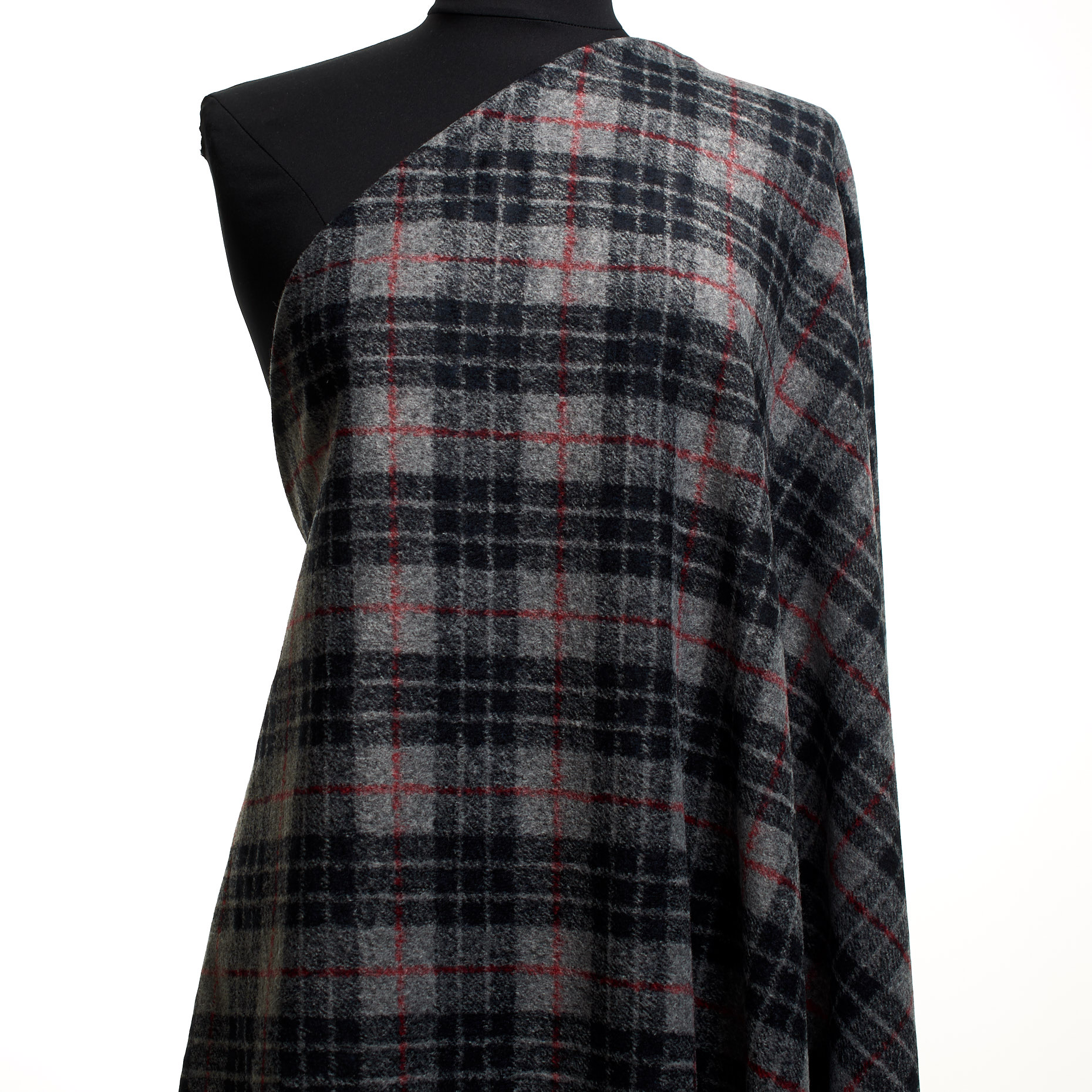 Jersey, Wool Blend, Check, Raven Black&Lipstick