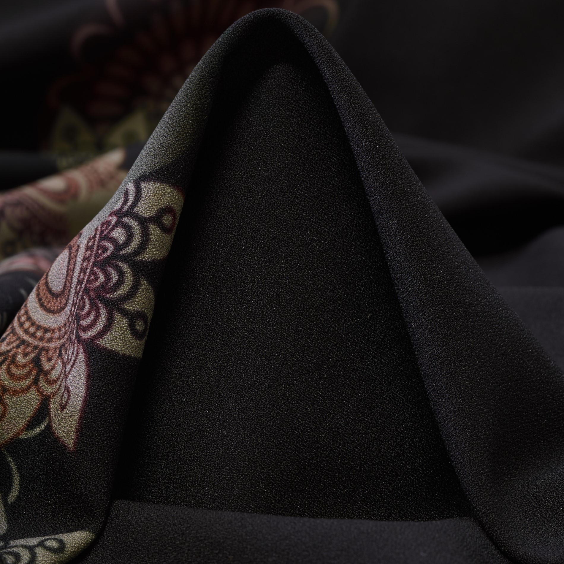 Crêpe De Chine, Printed, Wineberry